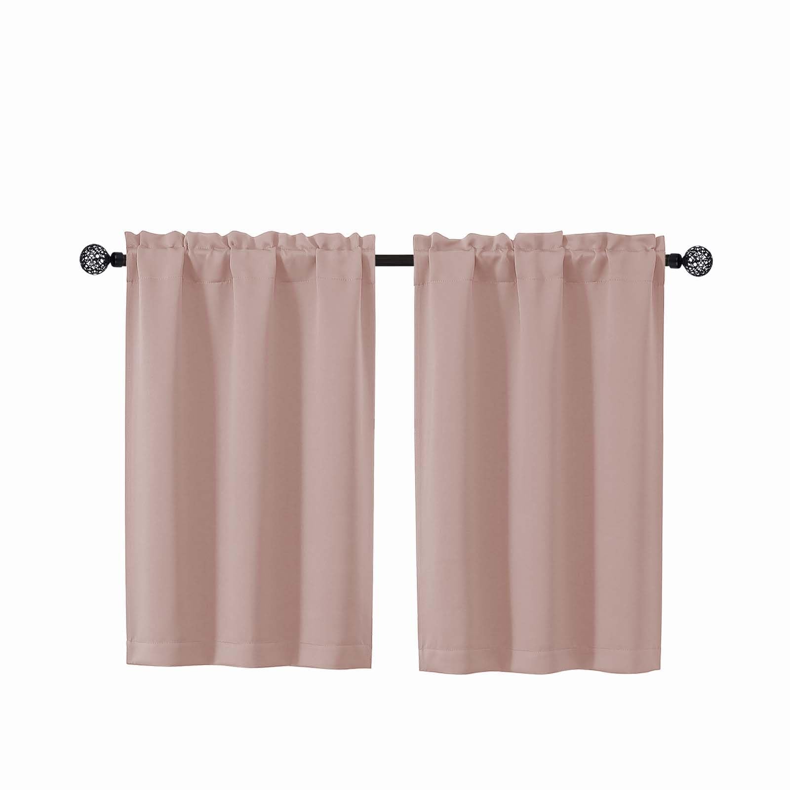 Gwine 24 Inch Length Kitchen Curtains Sets, Light Filtering Half Window Short Curtain Tiers for Bathroom Basement Cabinet Camper Small Windows, 2 PCS, Each 30" Wx24 L, Natural