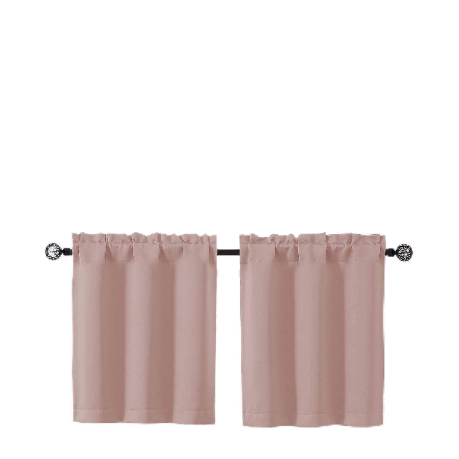 Gwine 24 Inch Length Kitchen Curtains Sets, Light Filtering Half Window Short Curtain Tiers for Bathroom Basement Cabinet Camper Small Windows, 2 PCS, Each 30" Wx24 L, Natural