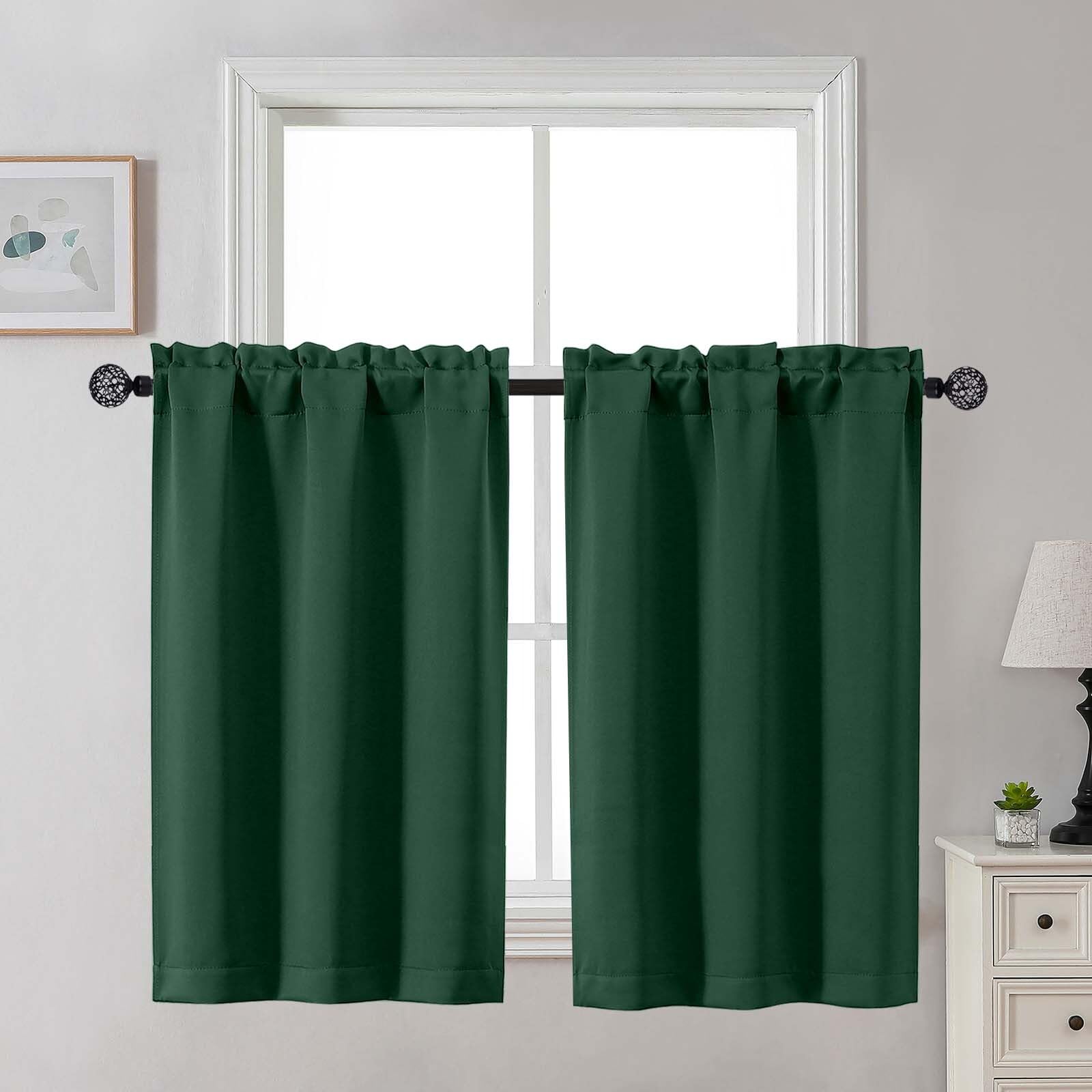Gwine 24 Inch Length Kitchen Curtains Sets, Light Filtering Half Window Short Curtain Tiers for Bathroom Basement Cabinet Camper Small Windows, 2 PCS, Each 30" Wx24 L, Natural