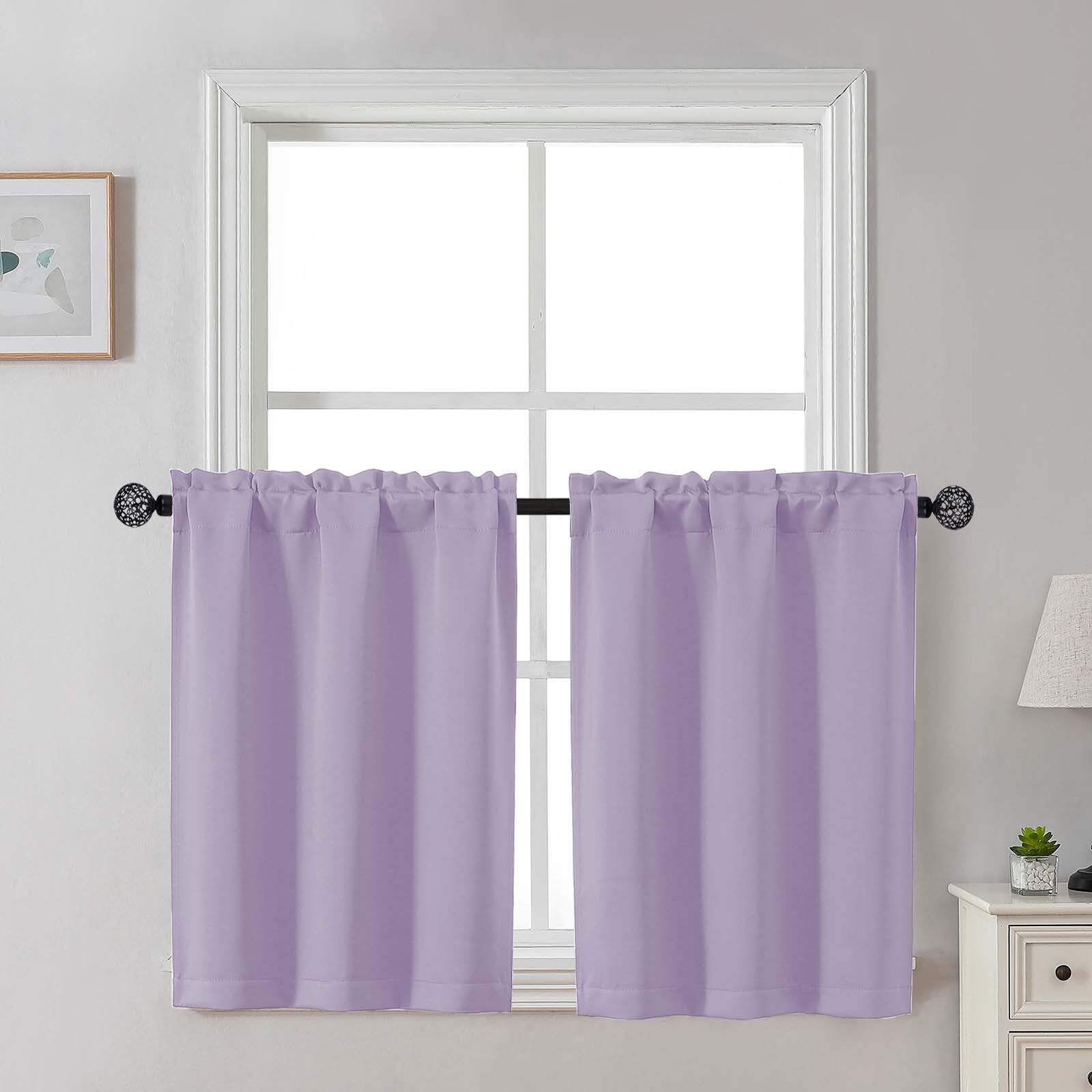 Gwine 24 Inch Length Kitchen Curtains Sets, Light Filtering Half Window Short Curtain Tiers for Bathroom Basement Cabinet Camper Small Windows, 2 PCS, Each 30" Wx24 L, Natural