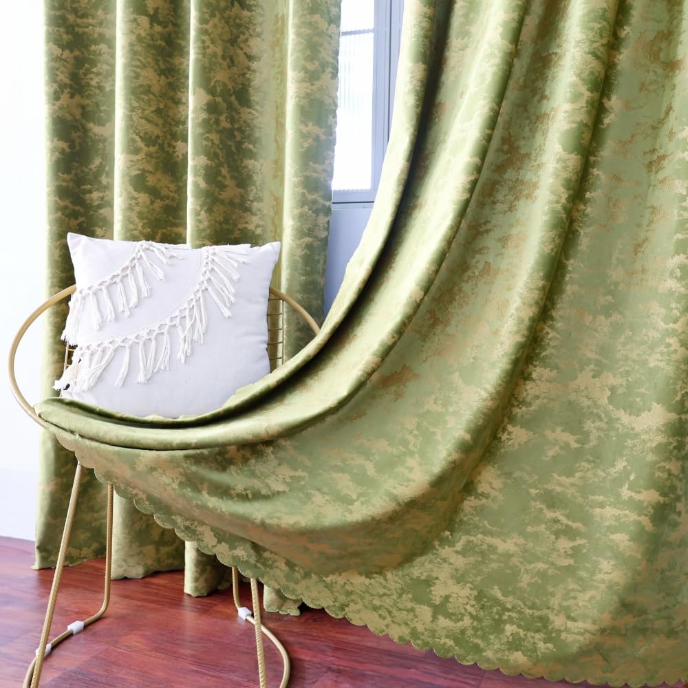 Amidoudou 1 Pair Nordic Style Luxury Velvet Curtains for Living Room Gray and Gold Bedroom Curtains (Gray,54x95 Inch)