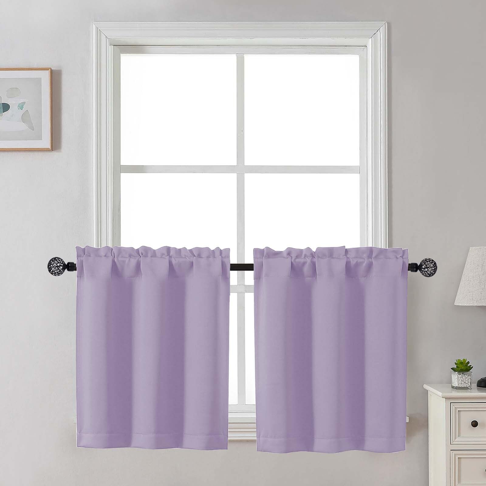 Gwine 24 Inch Length Kitchen Curtains Sets, Light Filtering Half Window Short Curtain Tiers for Bathroom Basement Cabinet Camper Small Windows, 2 PCS, Each 30" Wx24 L, Natural