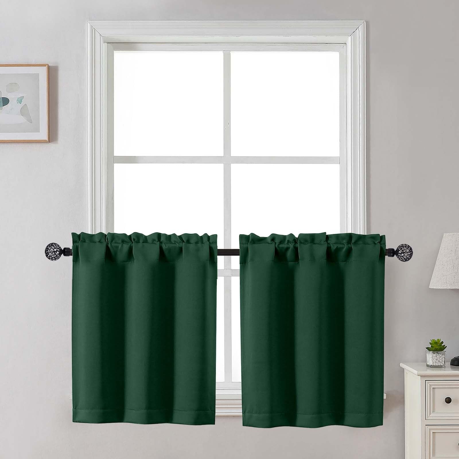 Gwine 24 Inch Length Kitchen Curtains Sets, Light Filtering Half Window Short Curtain Tiers for Bathroom Basement Cabinet Camper Small Windows, 2 PCS, Each 30" Wx24 L, Natural