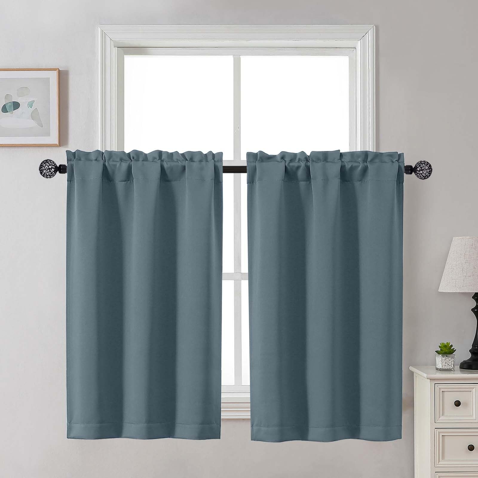 Gwine 24 Inch Length Kitchen Curtains Sets, Light Filtering Half Window Short Curtain Tiers for Bathroom Basement Cabinet Camper Small Windows, 2 PCS, Each 30" Wx24 L, Natural