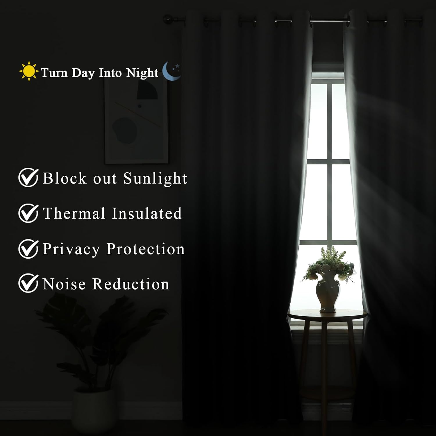 Estelar Textiler Black and Greyish White Blackout Curtains for Bedroom, Ombre Black out Curtains 84 Inch long for Living Room,Room Darkening Thermal Insulated Grommet Window Drapes,52x84 Inch,2 Panels