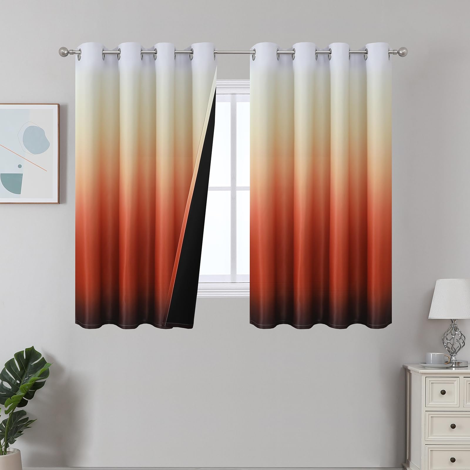 Estelar Textiler Black and Greyish White Blackout Curtains for Bedroom, Ombre Black out Curtains 84 Inch long for Living Room,Room Darkening Thermal Insulated Grommet Window Drapes,52x84 Inch,2 Panels