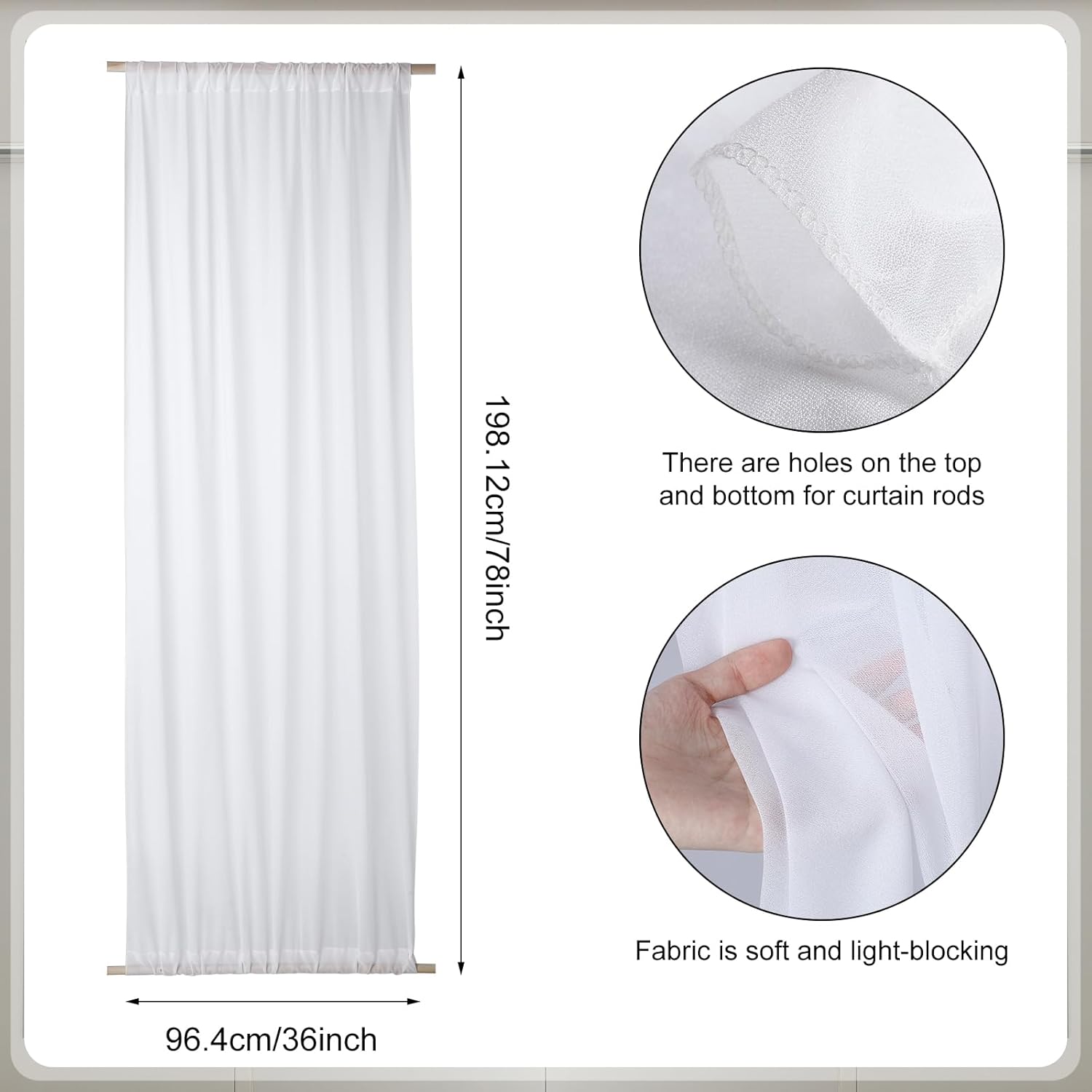 Buryeah 2 Panels French Door Sheer Curtains White Sheer Sidelight Curtain Light Filtering Block Privacy for Front Door Window Entry Front Foyer(36 x 78 Inch)