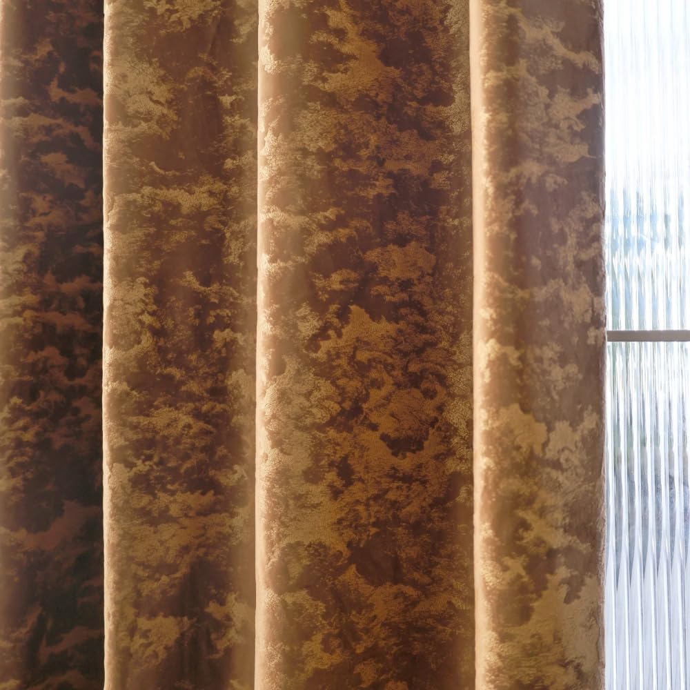 Amidoudou 1 Pair Nordic Style Luxury Velvet Curtains for Living Room Gray and Gold Bedroom Curtains (Gray,54x95 Inch)