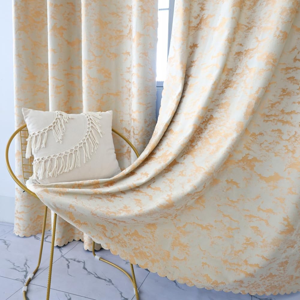 Amidoudou 1 Pair Nordic Style Luxury Velvet Curtains for Living Room Gray and Gold Bedroom Curtains (Gray,54x95 Inch)