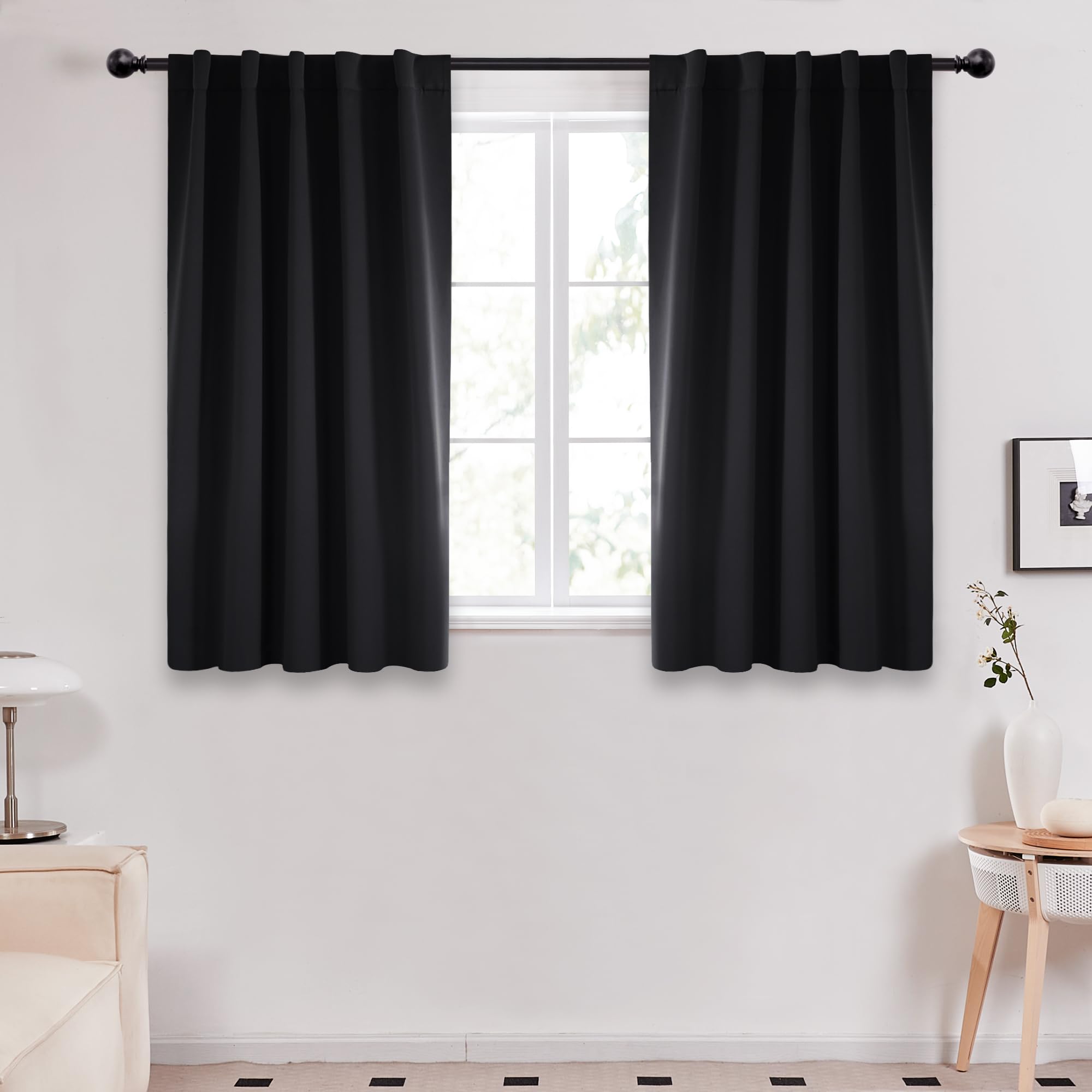 Deconovo Blackout Curtains, Thermal Insulated, W70 x L84 2 Panels, Back Tab, Machine Washable, Room-Darkening Drapes for Bedroom/Living Room Navy Blue