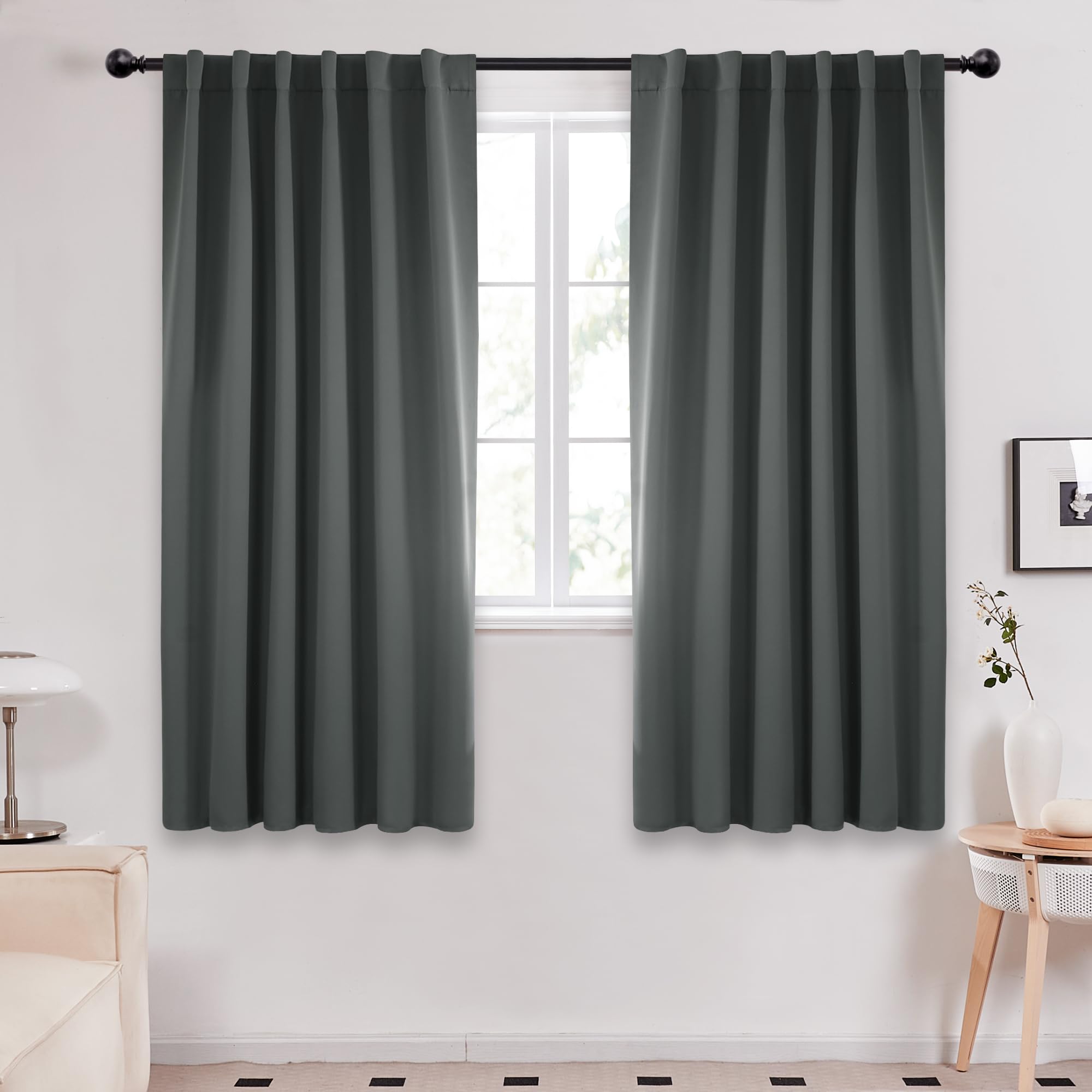 Deconovo Blackout Curtains, Thermal Insulated, W70 x L84 2 Panels, Back Tab, Machine Washable, Room-Darkening Drapes for Bedroom/Living Room Navy Blue