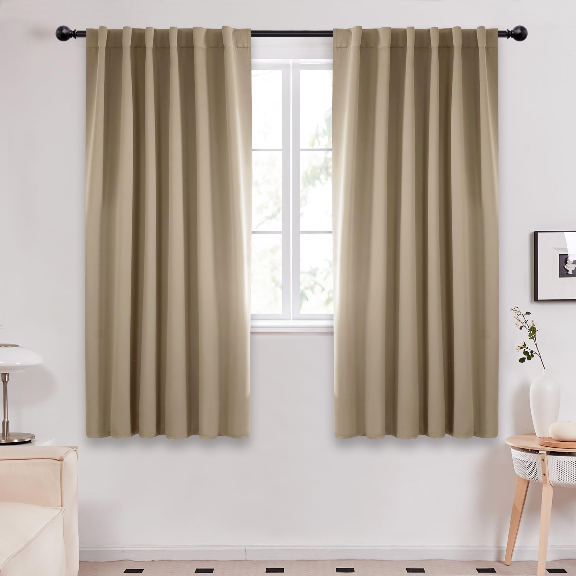 Deconovo Blackout Curtains, Thermal Insulated, W70 x L84 2 Panels, Back Tab, Machine Washable, Room-Darkening Drapes for Bedroom/Living Room Navy Blue