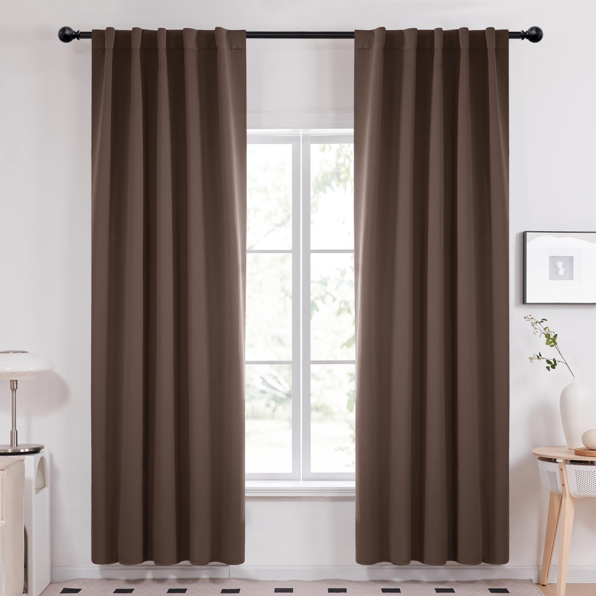Deconovo Blackout Curtains, Thermal Insulated, W70 x L84 2 Panels, Back Tab, Machine Washable, Room-Darkening Drapes for Bedroom/Living Room Navy Blue