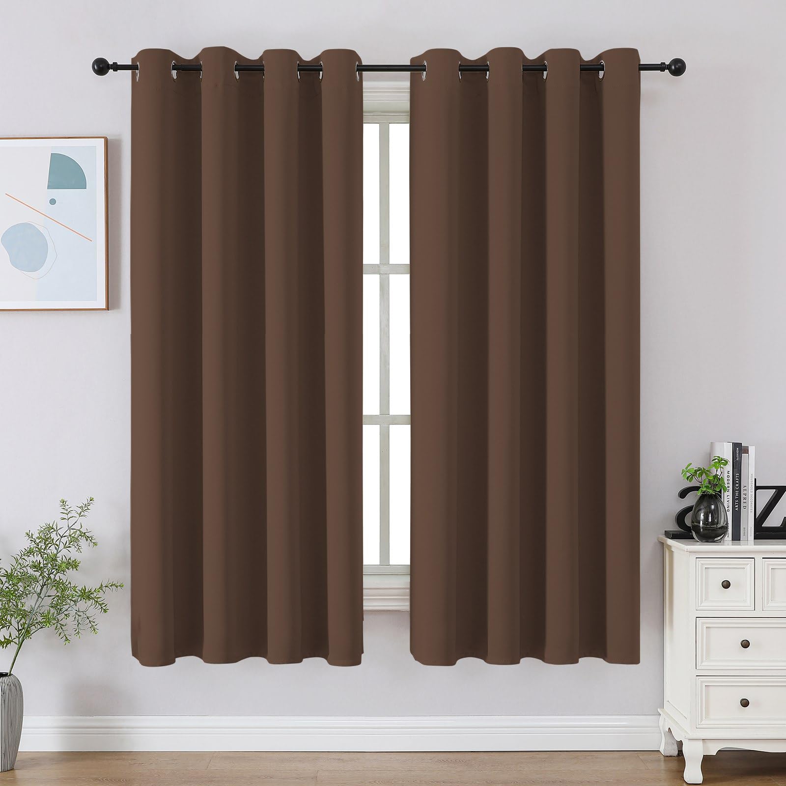 CUCRAF Black Blackout Curtains 72 Inches Long, Thermal Insulated Noise Reducing Grommet Window Drapes for Bedroom & Living Room(52x72 Inch, 2 Panels)