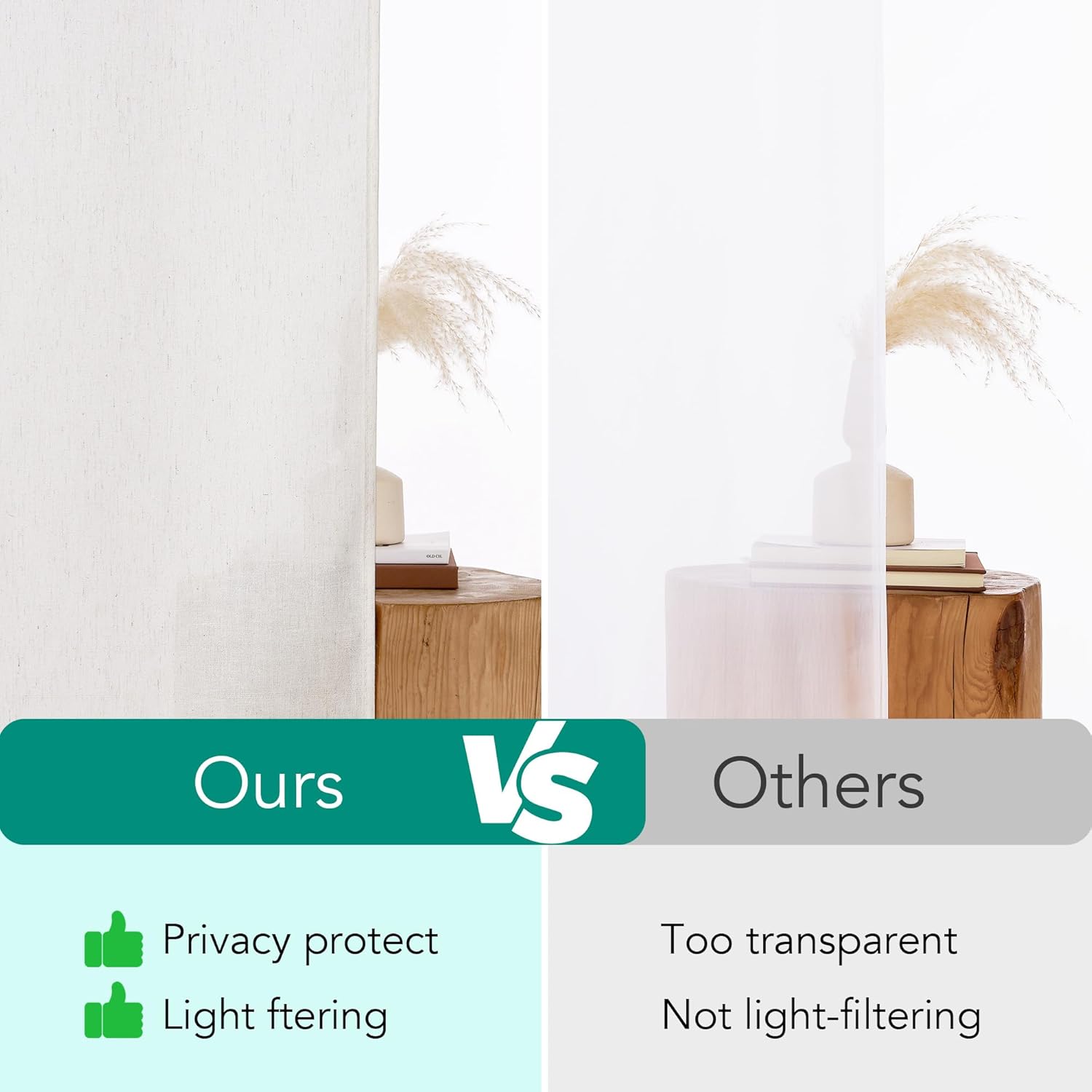 NICETOWN Linen Front Door Curtain 64 Inch Length for Glass Window, Cream Small Short Top and Botton Rod Pocket Curtains for Bedroom, 26 x 64, 1 Panel