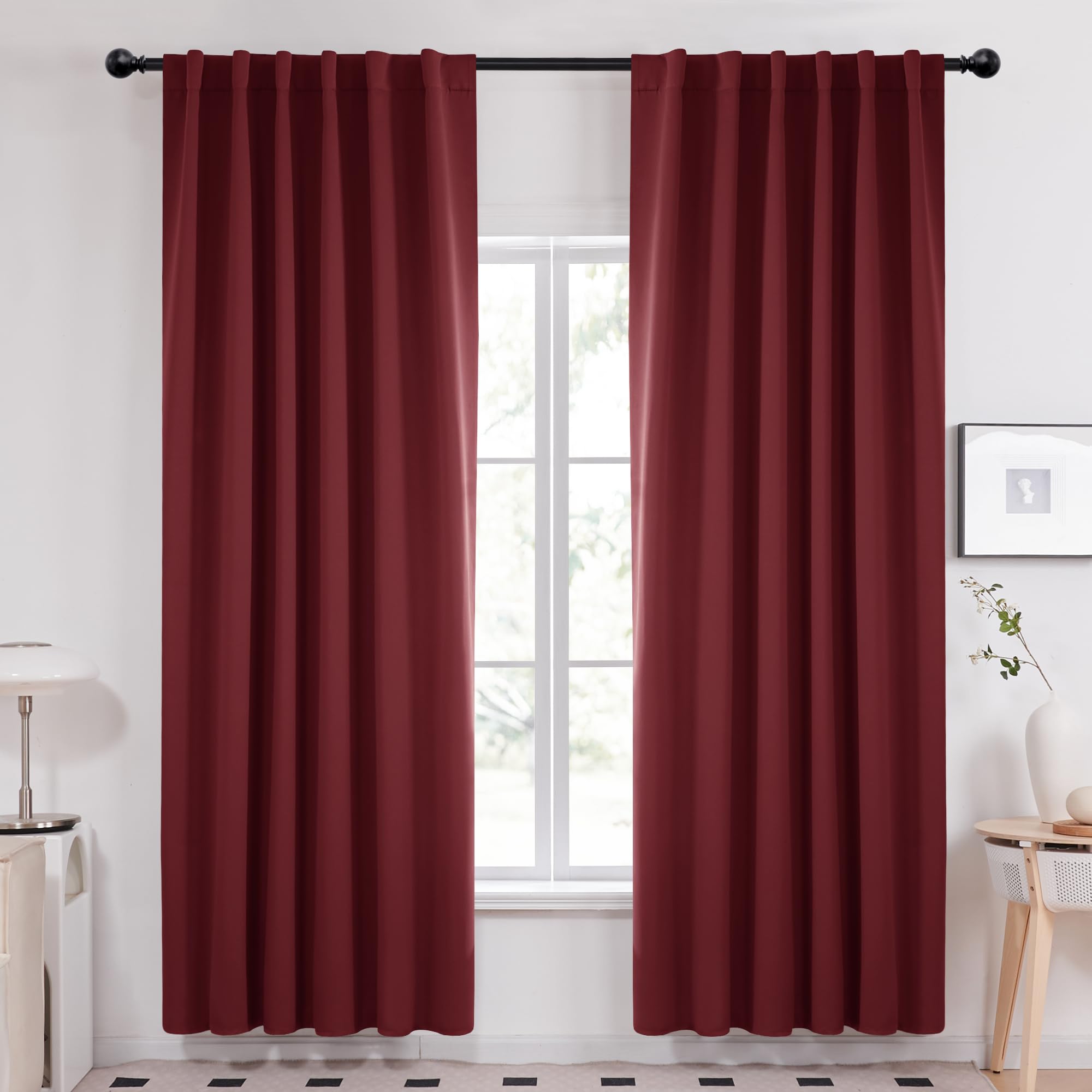 Deconovo Blackout Curtains, Thermal Insulated, W70 x L84 2 Panels, Back Tab, Machine Washable, Room-Darkening Drapes for Bedroom/Living Room Navy Blue