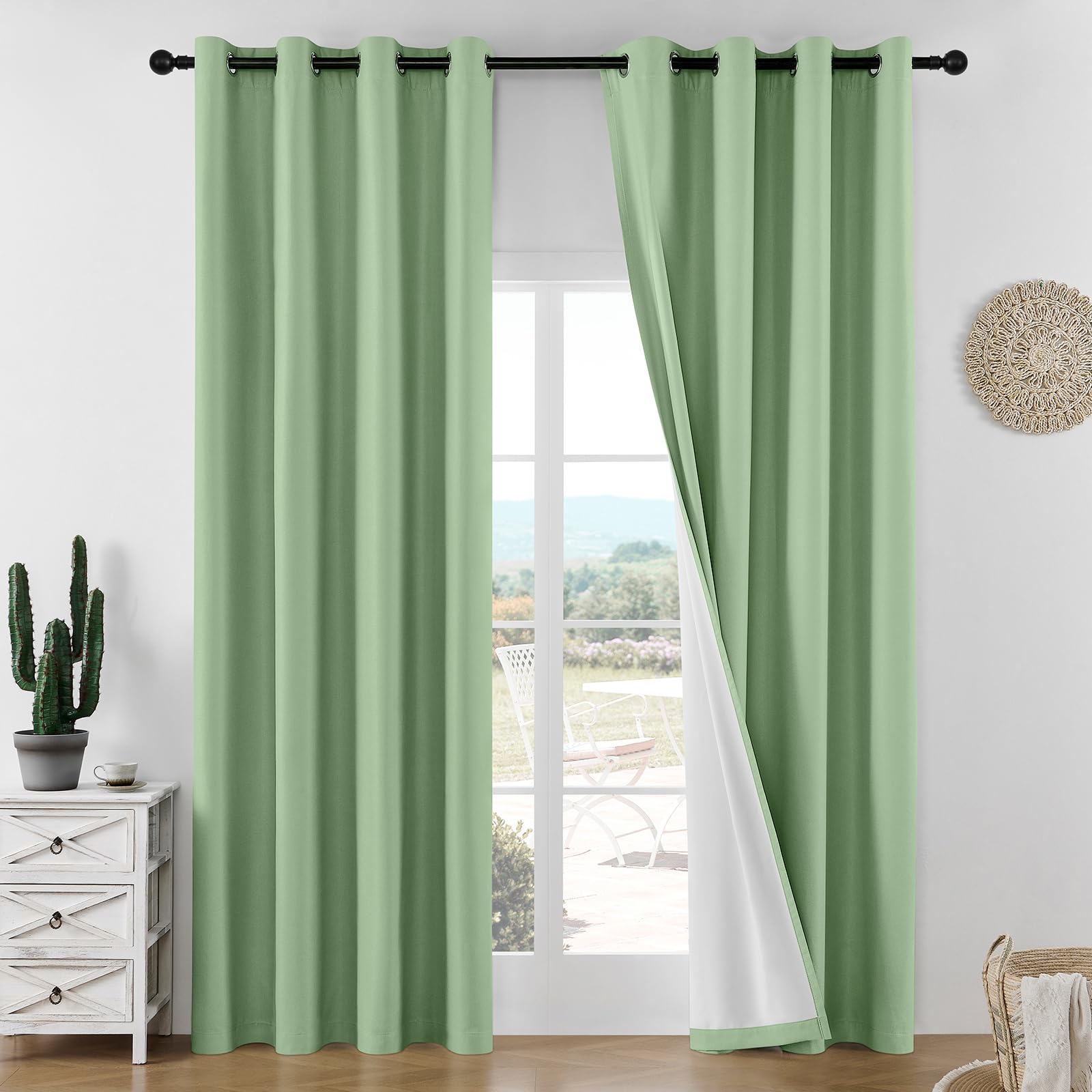 Joydeco White Blackout Curtains 96 Inches Long - 100% Blackout Curtain 2 Panel Set, Rod Pocket & Back Tabs Thermal Insulated Window Drapes for Bedroom Living Room (Pure White,52" Wx96 L)