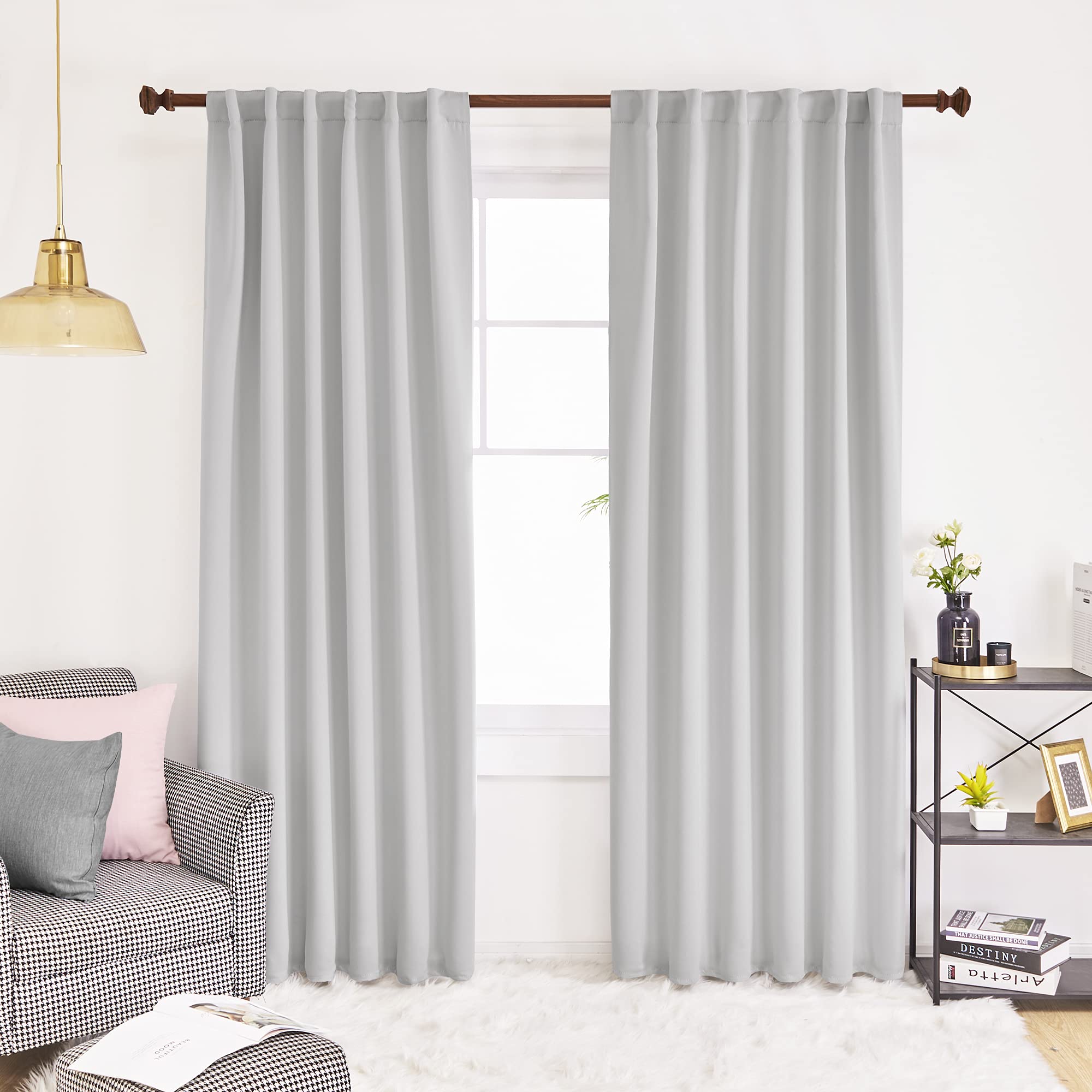 Deconovo Blackout Curtains, Thermal Insulated, W70 x L84 2 Panels, Back Tab, Machine Washable, Room-Darkening Drapes for Bedroom/Living Room Navy Blue