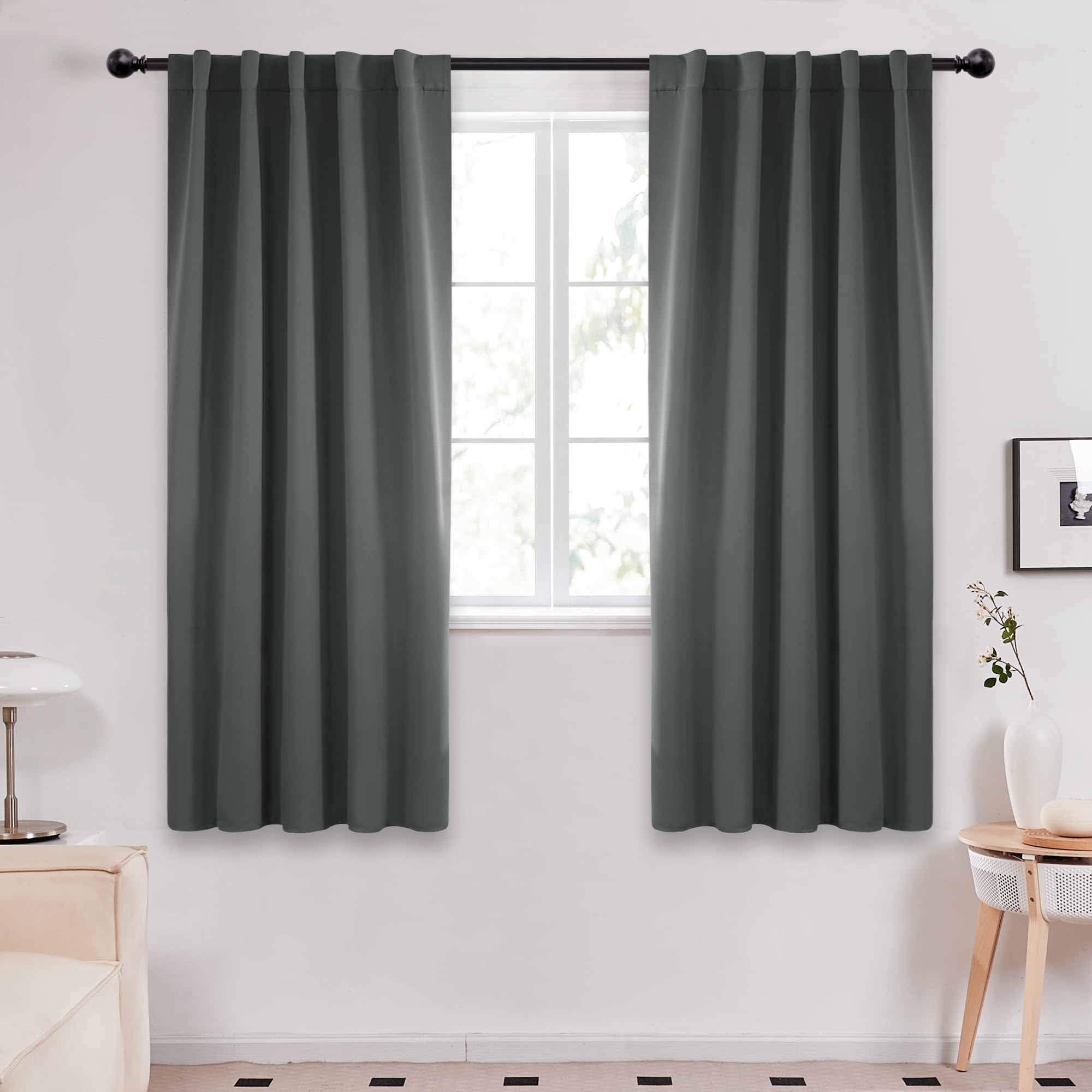 Deconovo Blackout Curtains, Thermal Insulated, W70 x L84 2 Panels, Back Tab, Machine Washable, Room-Darkening Drapes for Bedroom/Living Room Navy Blue