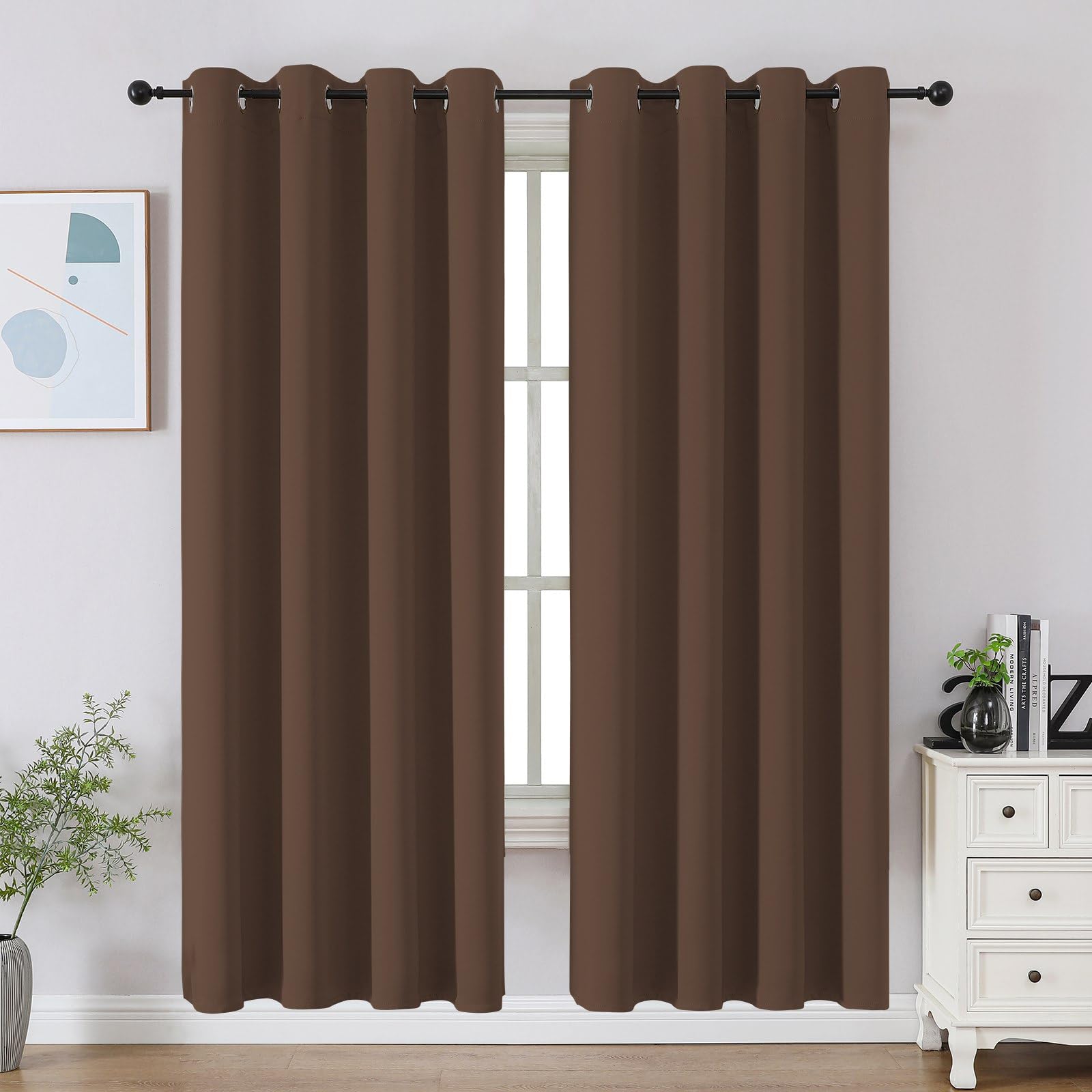 CUCRAF Black Blackout Curtains 72 Inches Long, Thermal Insulated Noise Reducing Grommet Window Drapes for Bedroom & Living Room(52x72 Inch, 2 Panels)