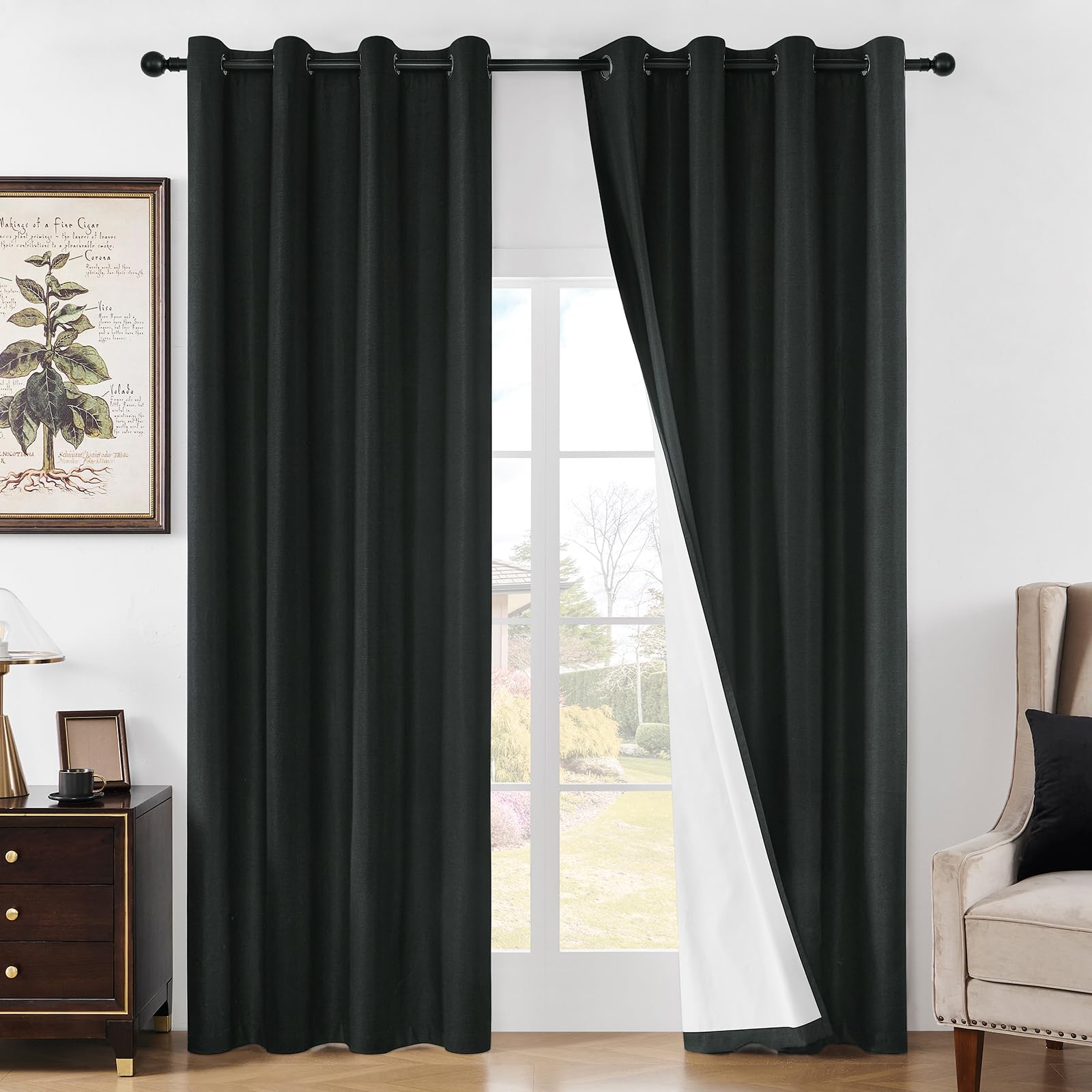 Joydeco White Blackout Curtains 96 Inches Long - 100% Blackout Curtain 2 Panel Set, Rod Pocket & Back Tabs Thermal Insulated Window Drapes for Bedroom Living Room (Pure White,52" Wx96 L)