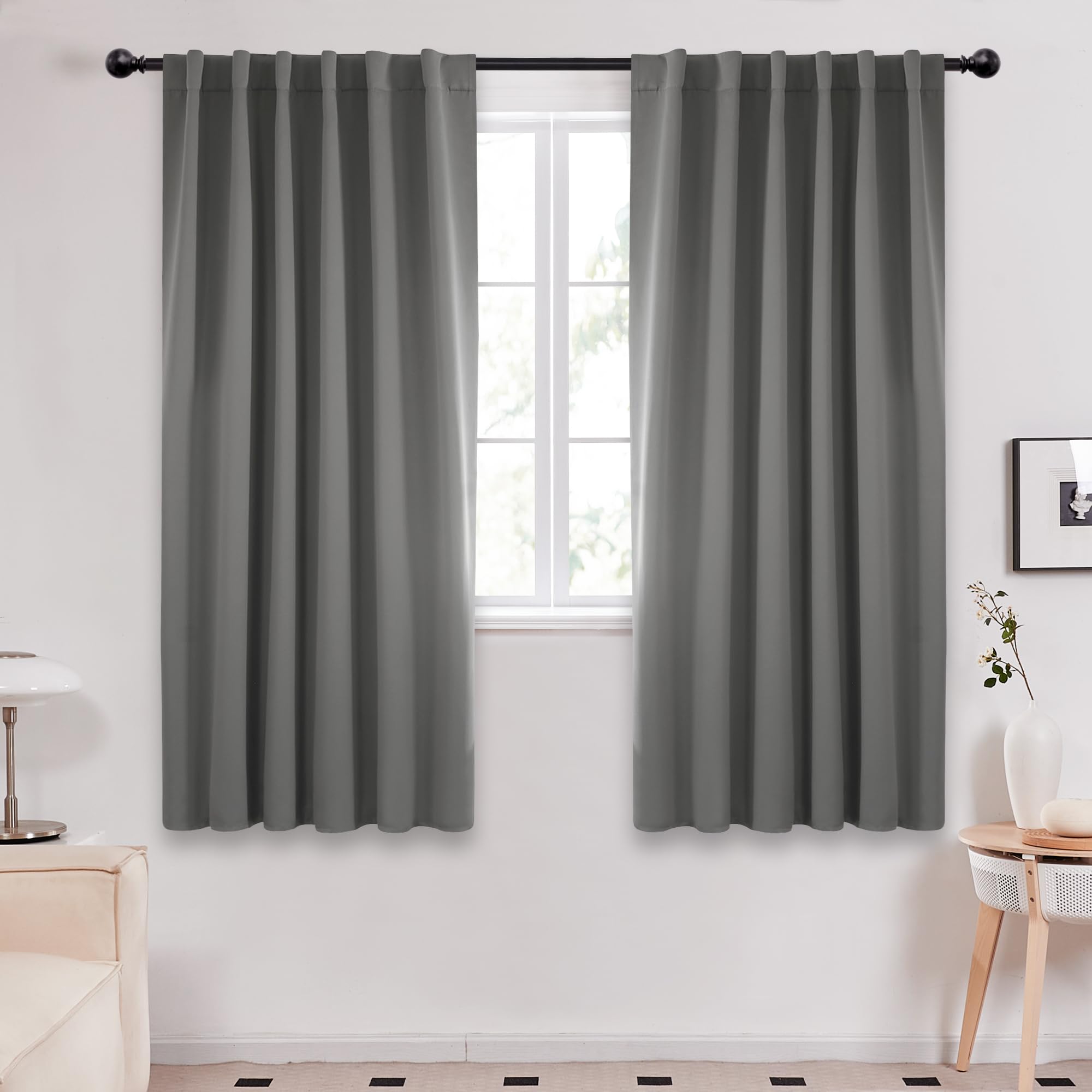 Deconovo Blackout Curtains, Thermal Insulated, W70 x L84 2 Panels, Back Tab, Machine Washable, Room-Darkening Drapes for Bedroom/Living Room Navy Blue