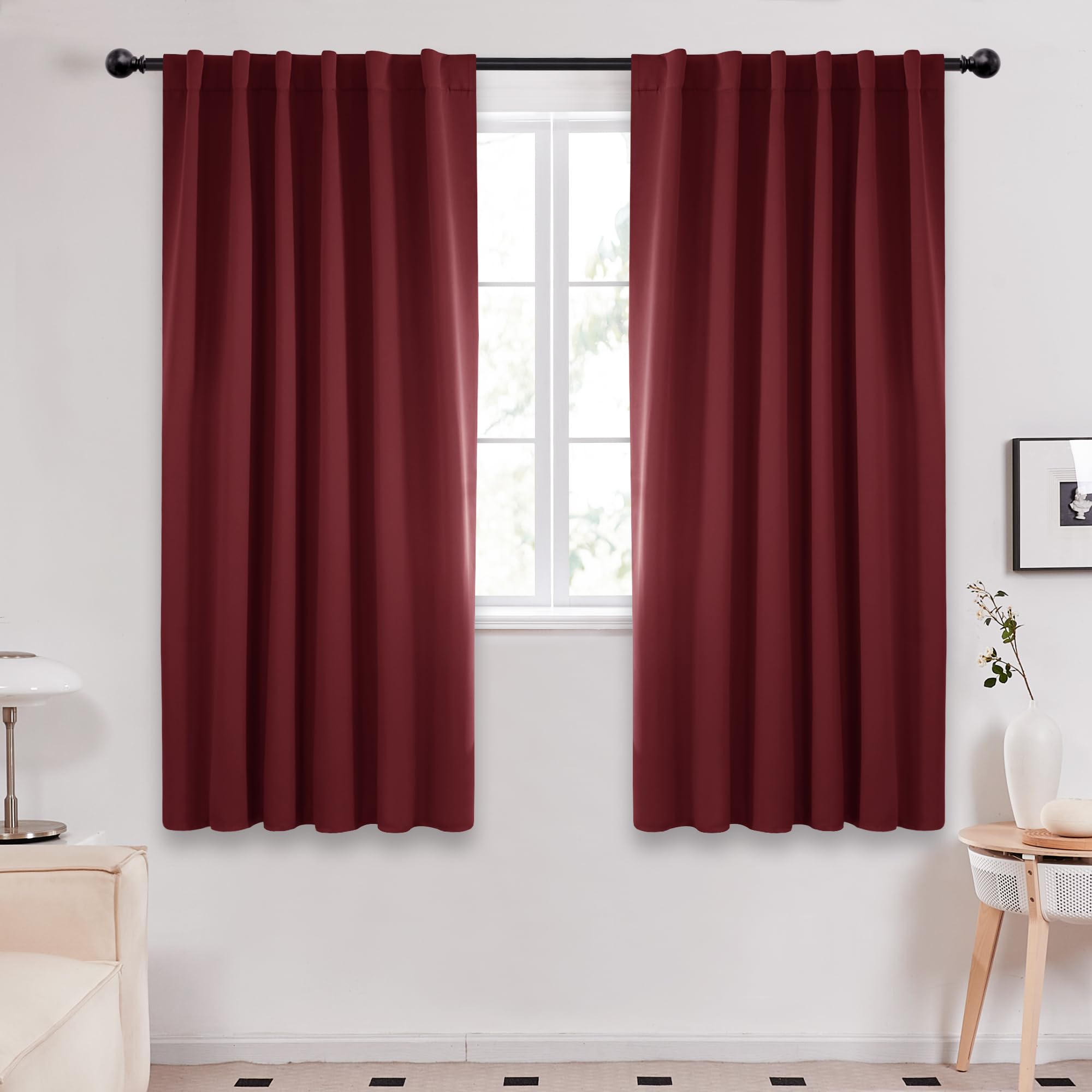 Deconovo Blackout Curtains, Thermal Insulated, W70 x L84 2 Panels, Back Tab, Machine Washable, Room-Darkening Drapes for Bedroom/Living Room Navy Blue