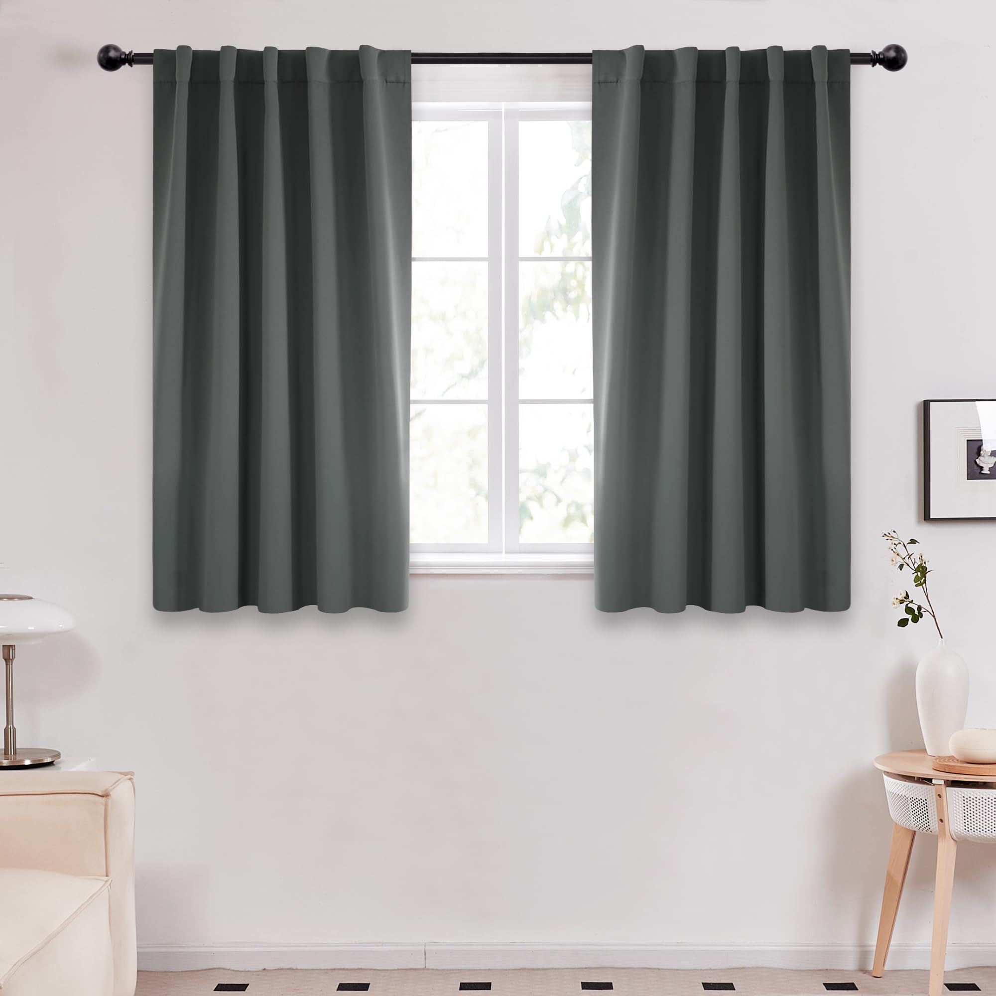 Deconovo Blackout Curtains, Thermal Insulated, W70 x L84 2 Panels, Back Tab, Machine Washable, Room-Darkening Drapes for Bedroom/Living Room Navy Blue