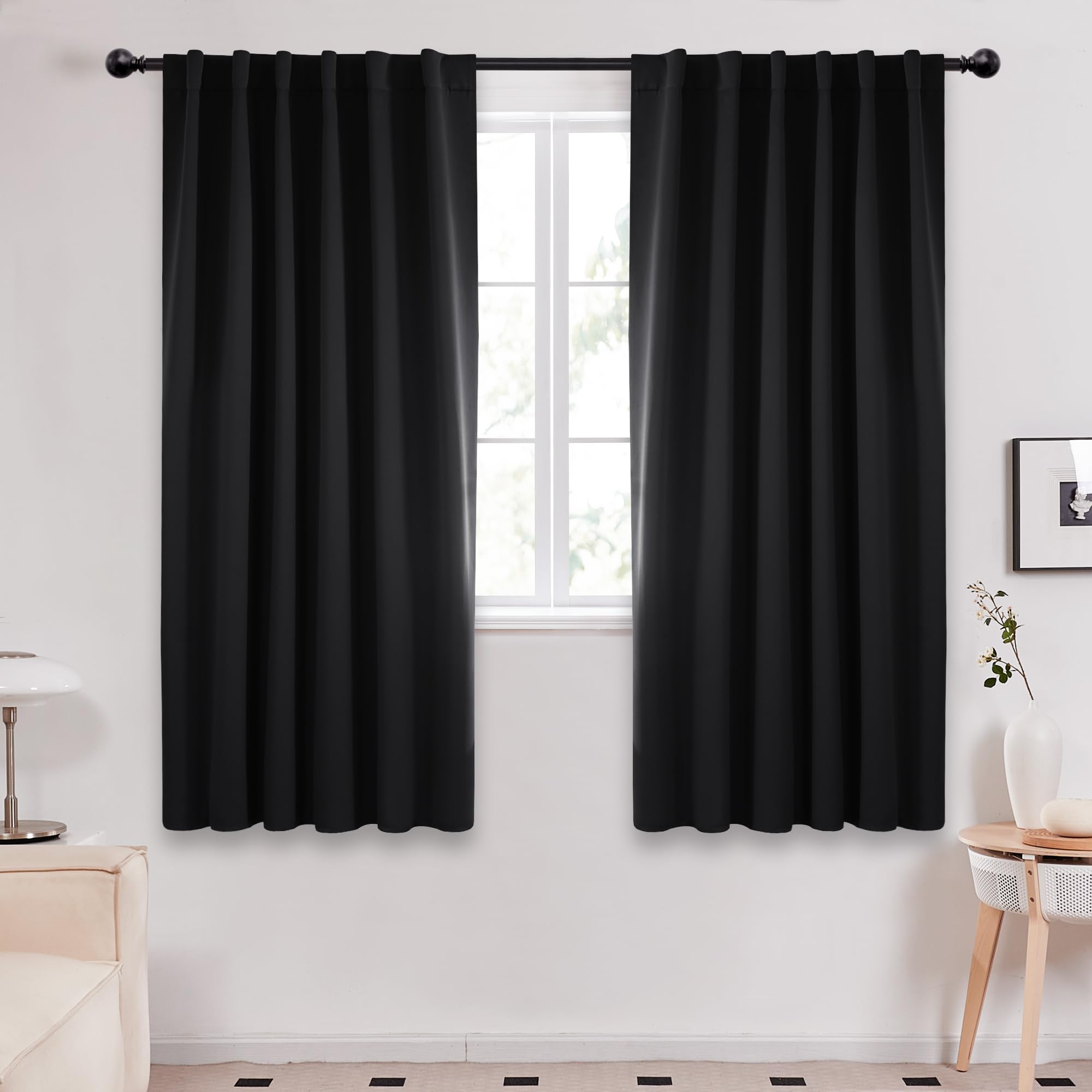 Deconovo Blackout Curtains, Thermal Insulated, W70 x L84 2 Panels, Back Tab, Machine Washable, Room-Darkening Drapes for Bedroom/Living Room Navy Blue