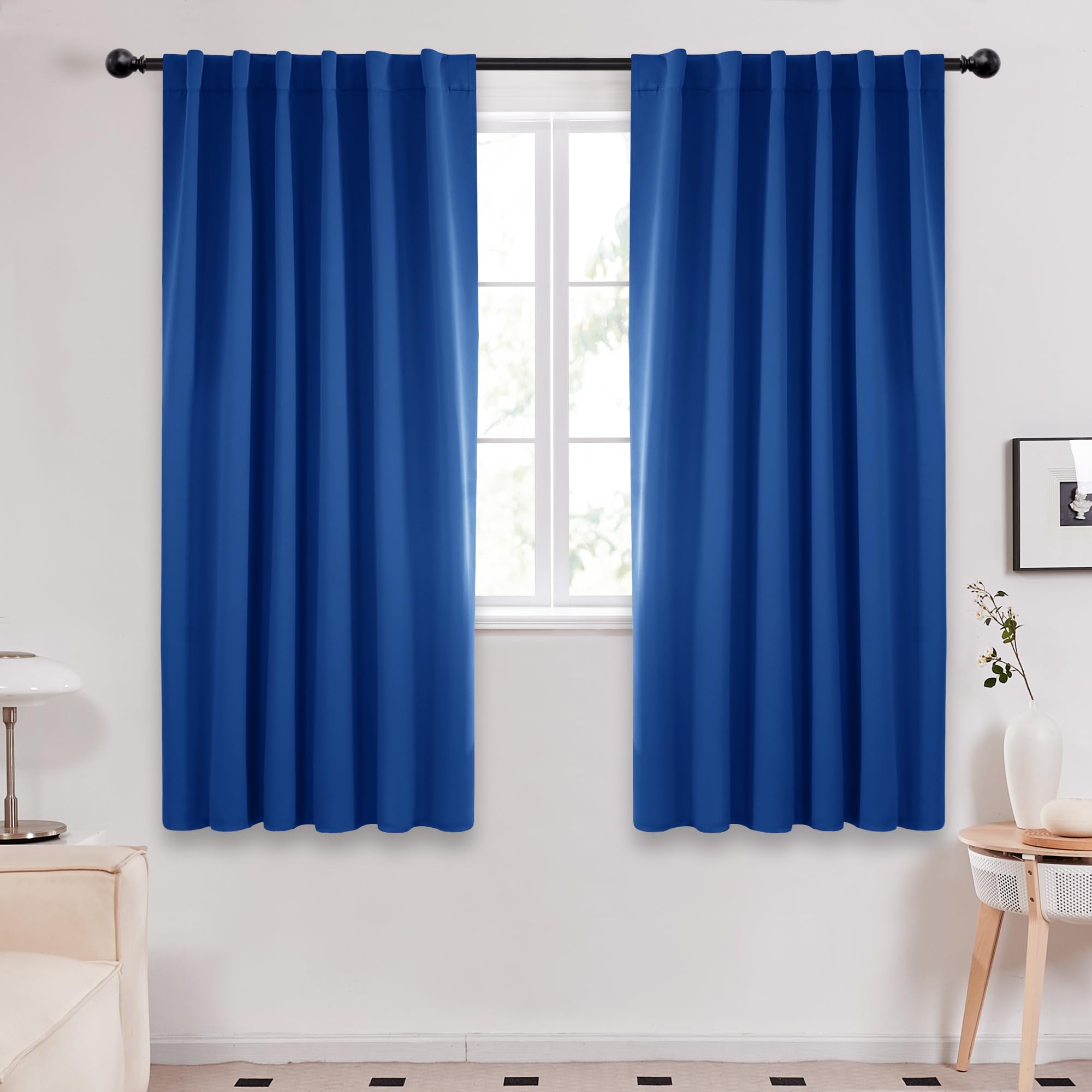 Deconovo Blackout Curtains, Thermal Insulated, W70 x L84 2 Panels, Back Tab, Machine Washable, Room-Darkening Drapes for Bedroom/Living Room Navy Blue