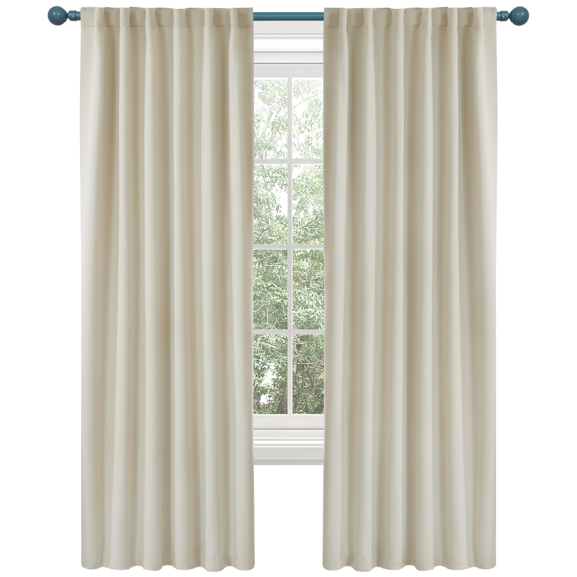 Deconovo Blackout Curtains, Thermal Insulated, W70 x L84 2 Panels, Back Tab, Machine Washable, Room-Darkening Drapes for Bedroom/Living Room Navy Blue