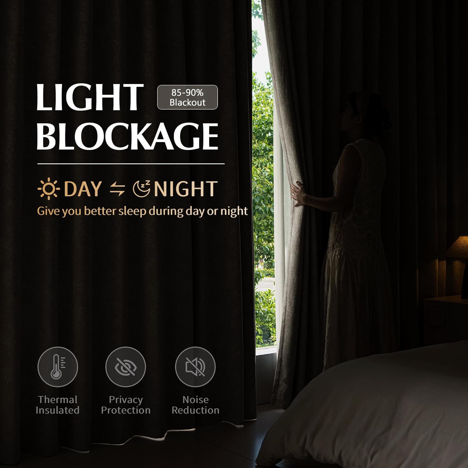 FMFUNCTEX Beige Floral Jacquard Blackout Curtains 72 Inches Long for Bedroom, Scroll Flower Chenille Farmhouse Curtains for Living Room Darkening Thermal Insulated Grommet Window Drapes 2 Panels