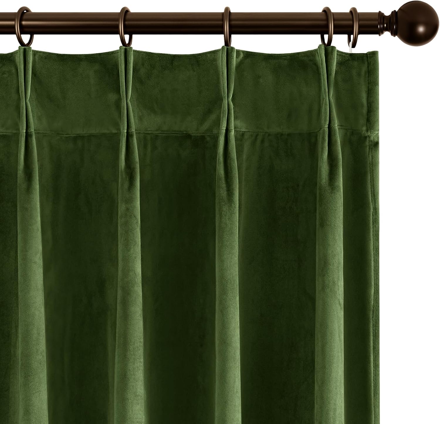 Joydeco Pinch Pleated Velvet Curtains 84 Inch Long 2 Panel Set,Green Curtains for Living Room Bedroom,Thermal Insulated Back Tab Blackout Luxury Drapes with Adjustable Hooks (40”W x84”L,Olive Green)