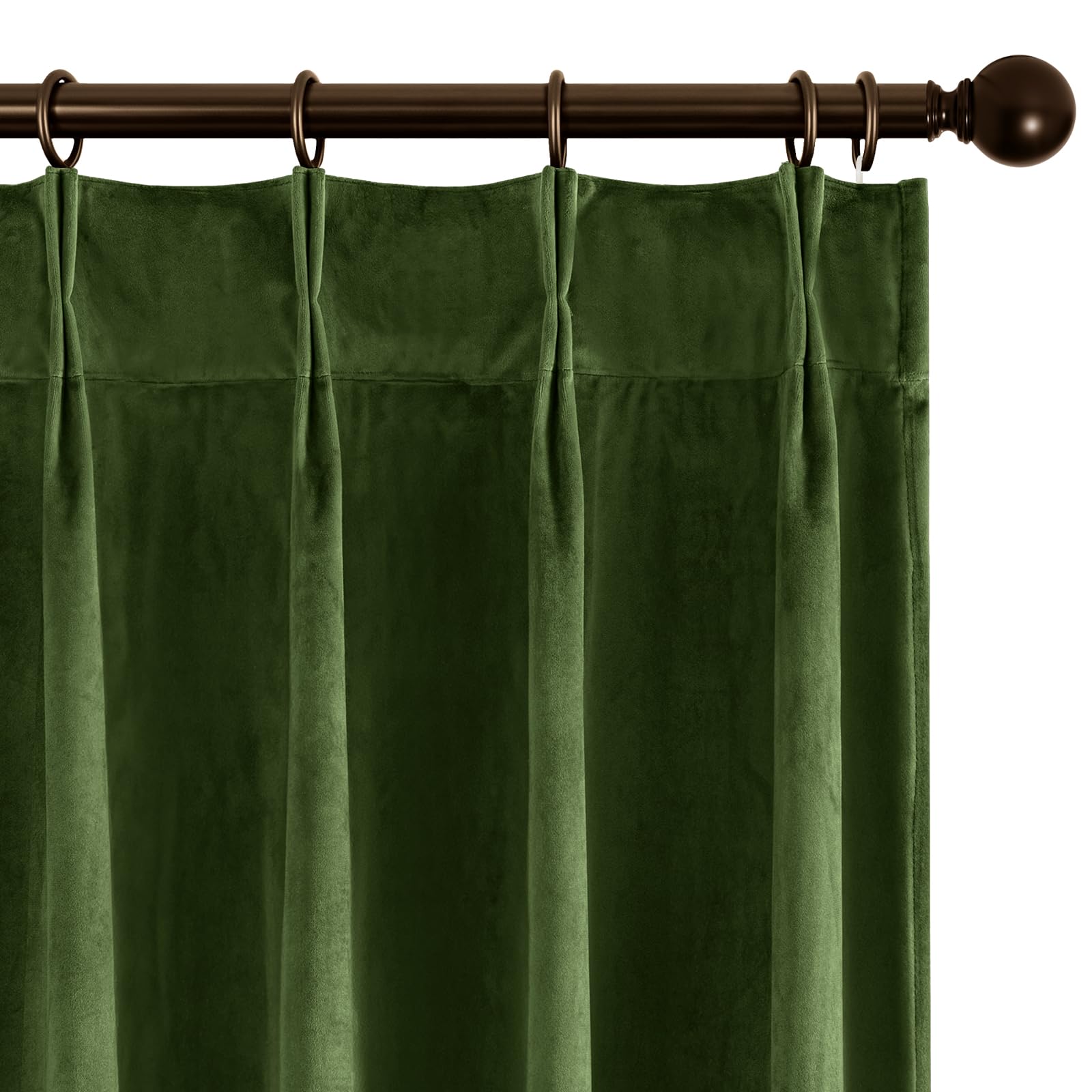 Joydeco Pinch Pleated Velvet Curtains 84 Inch Long 2 Panel Set,Green Curtains for Living Room Bedroom,Thermal Insulated Back Tab Blackout Luxury Drapes with Adjustable Hooks (40”W x84”L,Olive Green)