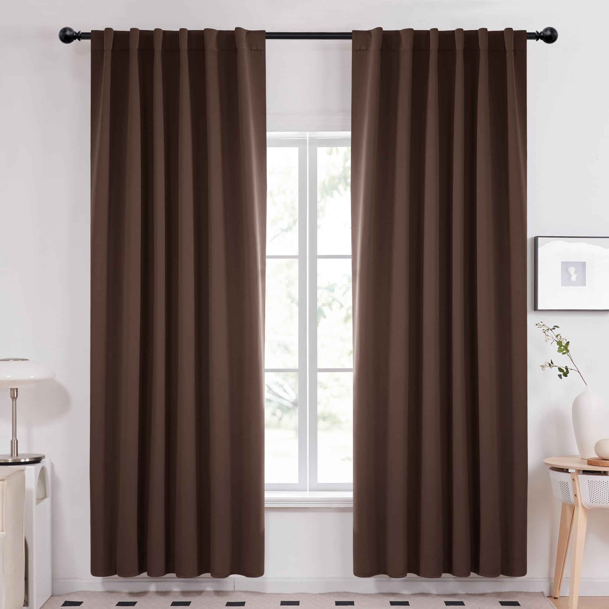 Deconovo Blackout Curtains, Thermal Insulated, W70 x L84 2 Panels, Back Tab, Machine Washable, Room-Darkening Drapes for Bedroom/Living Room Navy Blue