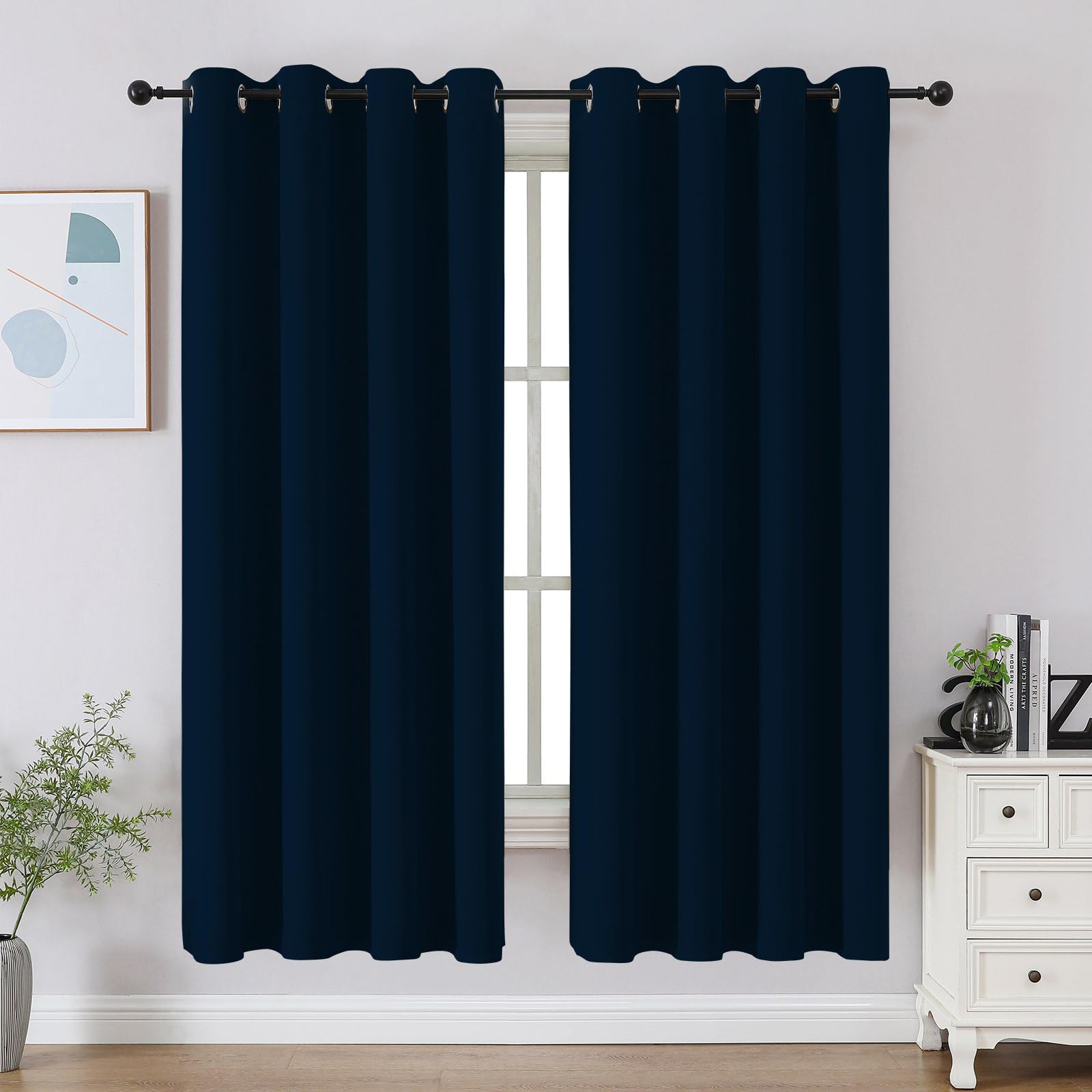 CUCRAF Black Blackout Curtains 72 Inches Long, Thermal Insulated Noise Reducing Grommet Window Drapes for Bedroom & Living Room(52x72 Inch, 2 Panels)