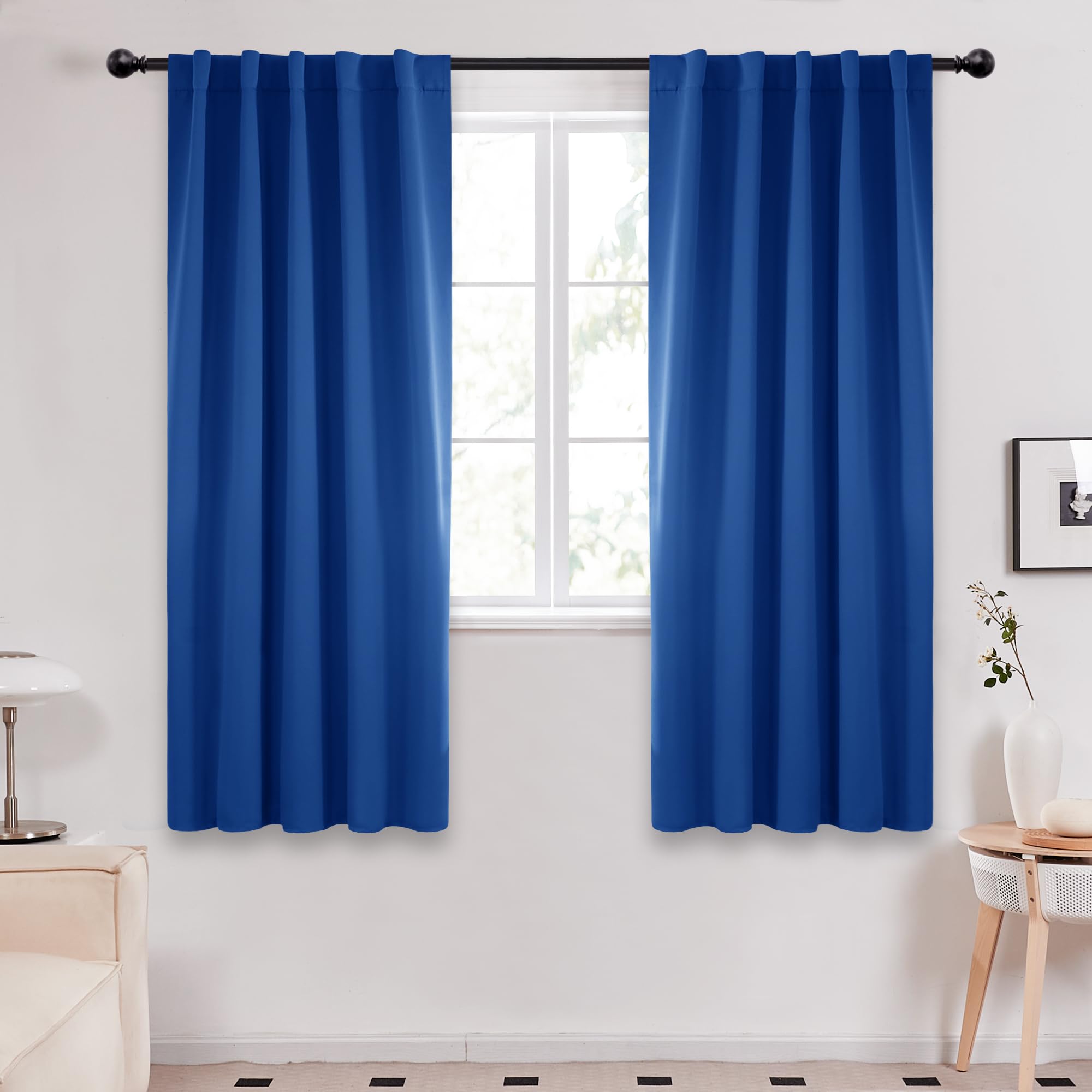 Deconovo Blackout Curtains, Thermal Insulated, W70 x L84 2 Panels, Back Tab, Machine Washable, Room-Darkening Drapes for Bedroom/Living Room Navy Blue
