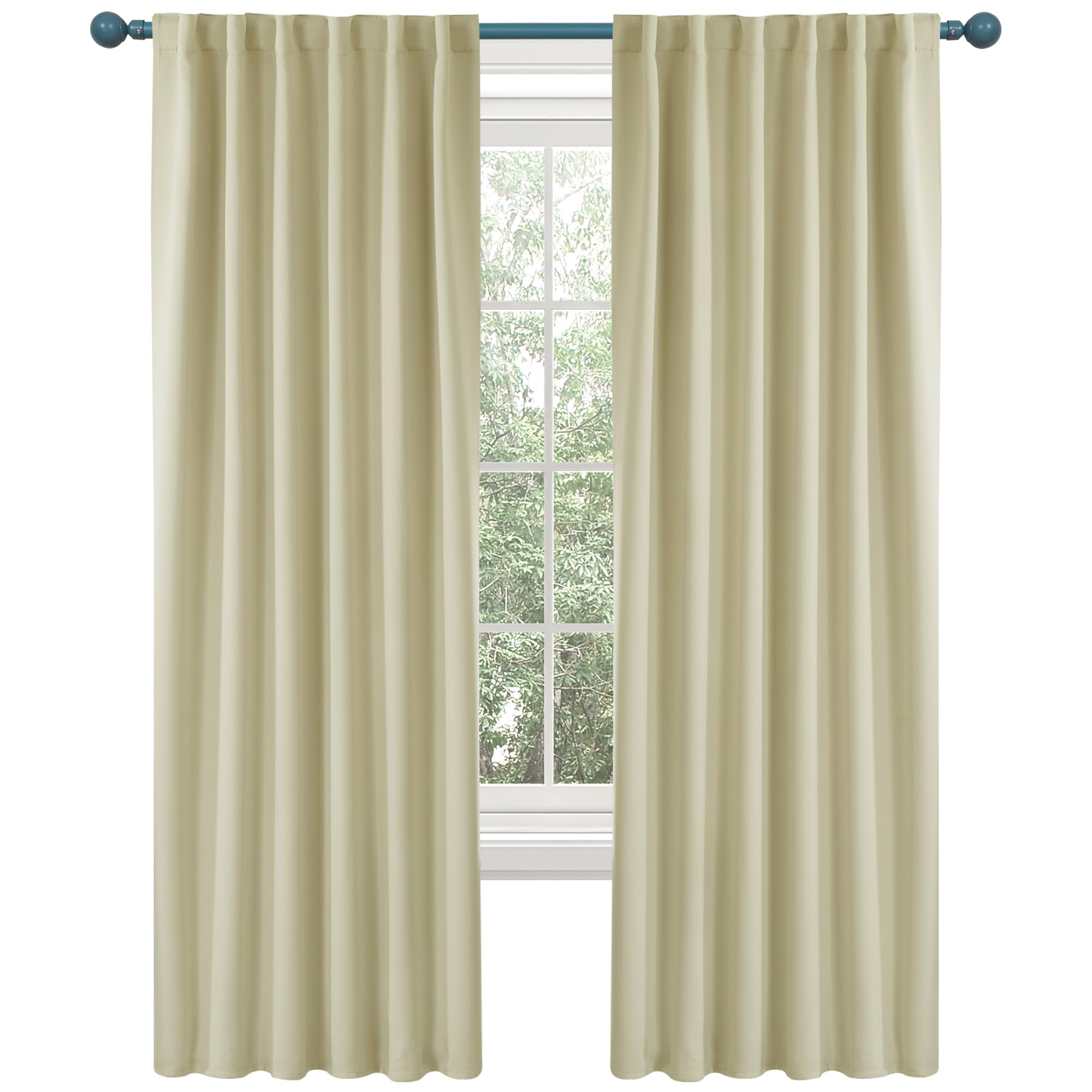 Deconovo Blackout Curtains, Thermal Insulated, W70 x L84 2 Panels, Back Tab, Machine Washable, Room-Darkening Drapes for Bedroom/Living Room Navy Blue