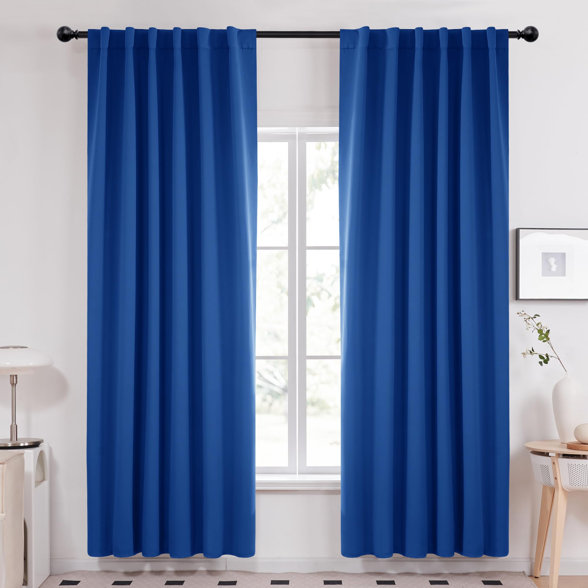Deconovo Blackout Curtains, Thermal Insulated, W70 x L84 2 Panels, Back Tab, Machine Washable, Room-Darkening Drapes for Bedroom/Living Room Navy Blue