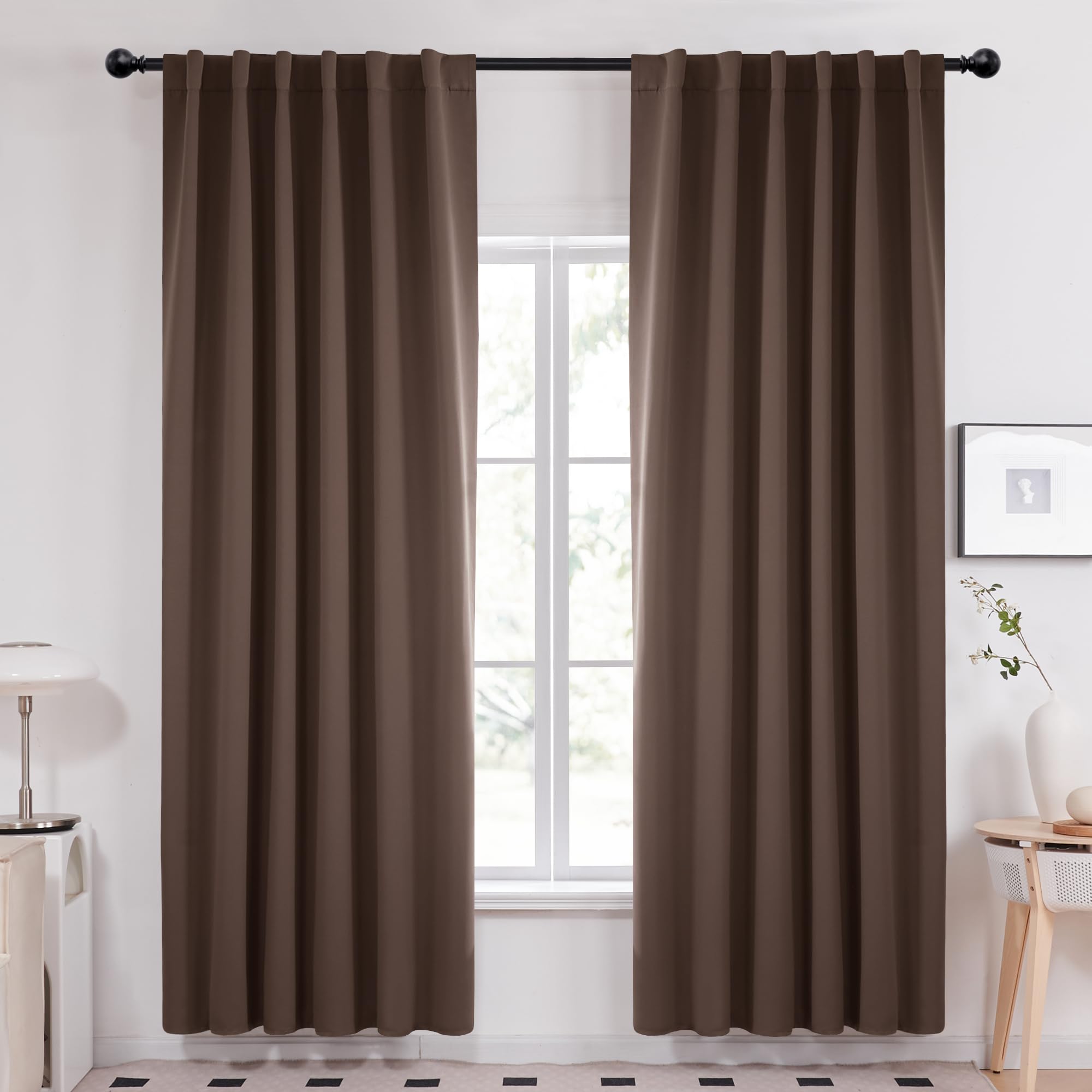 Deconovo Blackout Curtains, Thermal Insulated, W70 x L84 2 Panels, Back Tab, Machine Washable, Room-Darkening Drapes for Bedroom/Living Room Navy Blue