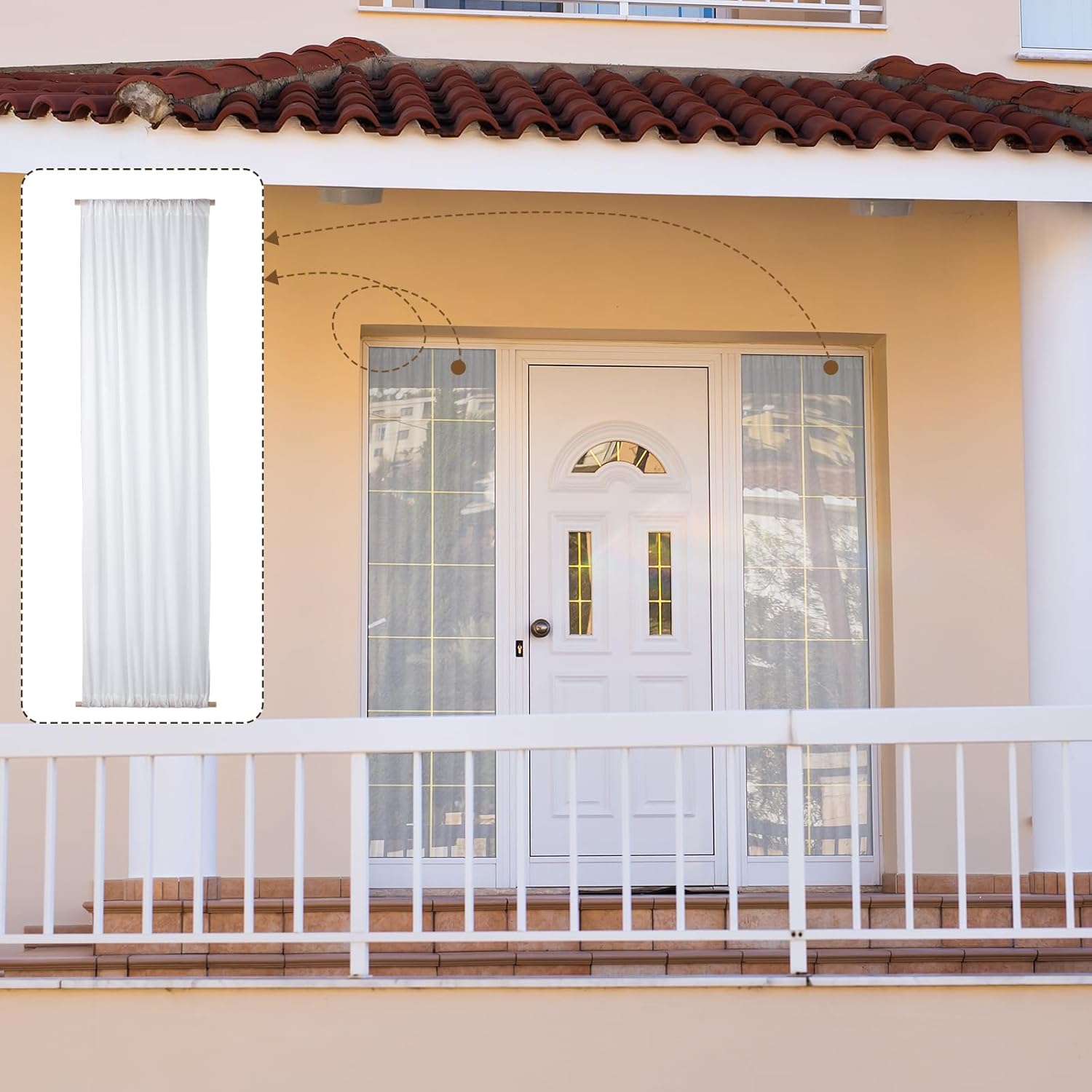 Buryeah 2 Panels French Door Sheer Curtains White Sheer Sidelight Curtain Light Filtering Block Privacy for Front Door Window Entry Front Foyer(36 x 78 Inch)