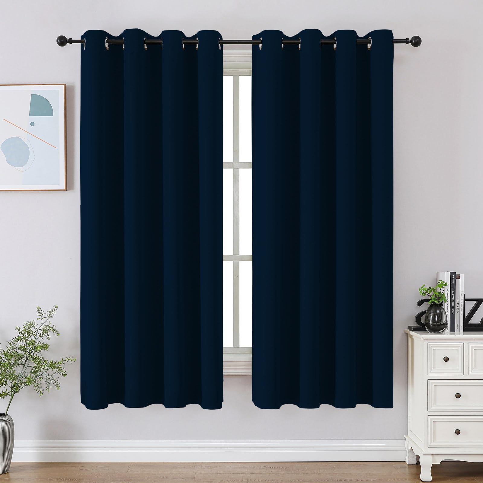 CUCRAF Black Blackout Curtains 72 Inches Long, Thermal Insulated Noise Reducing Grommet Window Drapes for Bedroom & Living Room(52x72 Inch, 2 Panels)