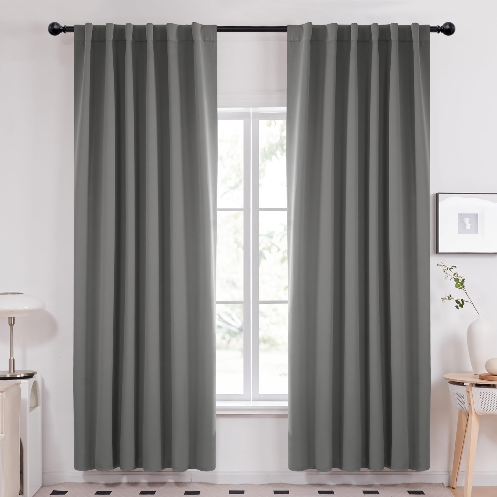 Deconovo Blackout Curtains, Thermal Insulated, W70 x L84 2 Panels, Back Tab, Machine Washable, Room-Darkening Drapes for Bedroom/Living Room Navy Blue