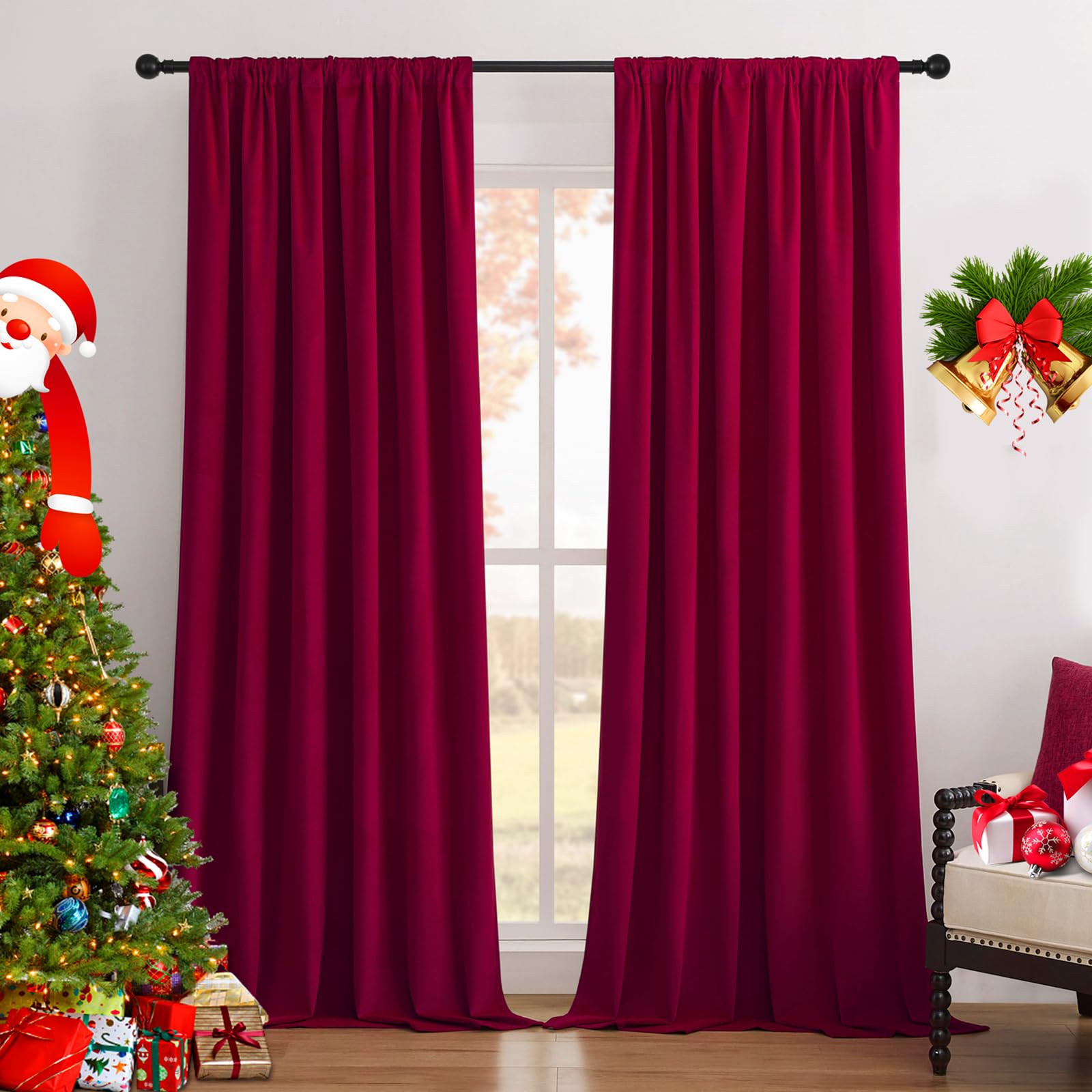 Joydeco Black 100% Blackout Curtains 84 Inch 2 Panels, Luxury Thermal Insulated Black Velvet Curtains for Bedroom Living Room, Soundproof Blackout Window Drapes, Rod Pocket & Back Tab (52W x 84L)