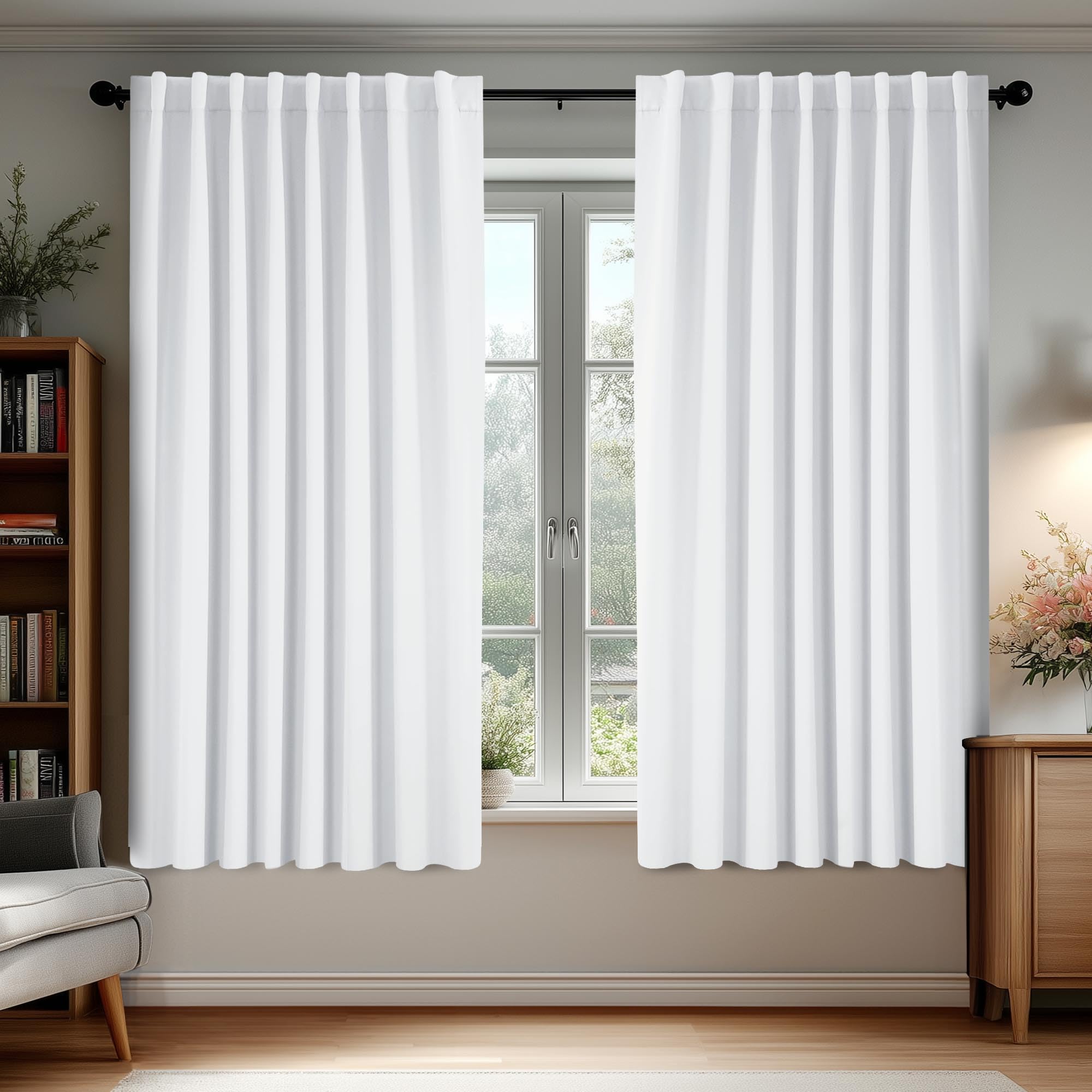 Deconovo Blackout Curtains, Thermal Insulated, W70 x L84 2 Panels, Back Tab, Machine Washable, Room-Darkening Drapes for Bedroom/Living Room Navy Blue