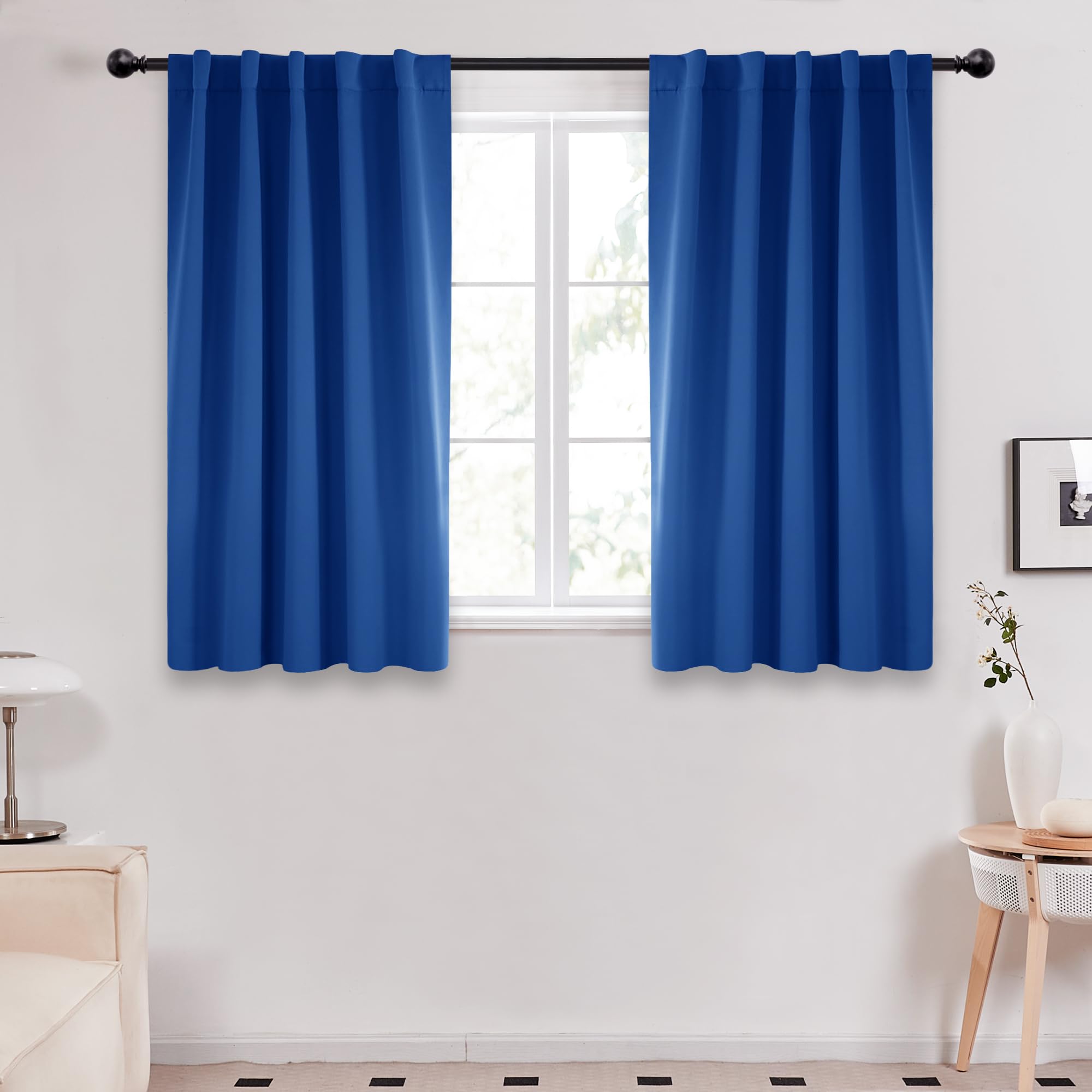 Deconovo Blackout Curtains, Thermal Insulated, W70 x L84 2 Panels, Back Tab, Machine Washable, Room-Darkening Drapes for Bedroom/Living Room Navy Blue