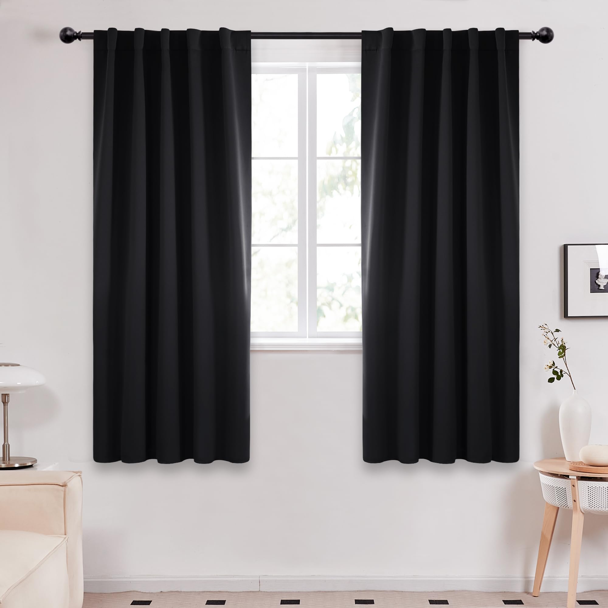 Deconovo Blackout Curtains, Thermal Insulated, W70 x L84 2 Panels, Back Tab, Machine Washable, Room-Darkening Drapes for Bedroom/Living Room Navy Blue