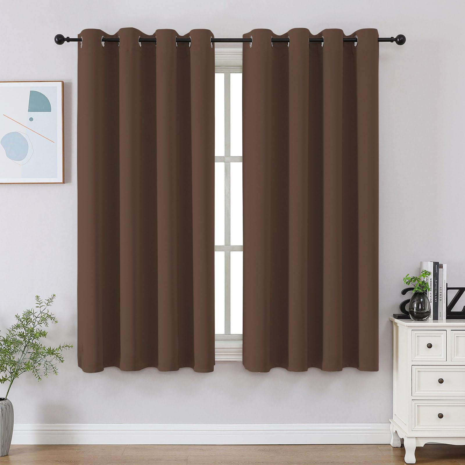 CUCRAF Black Blackout Curtains 72 Inches Long, Thermal Insulated Noise Reducing Grommet Window Drapes for Bedroom & Living Room(52x72 Inch, 2 Panels)