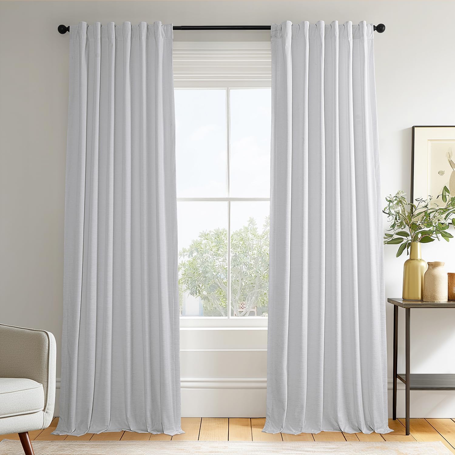 HPD Half Price Drapes Ravello Burnout Velvet Curtains 84 Inches Long (1 Panel) - Rod Pocket Room Darkening Curtains & Drapes for Bedroom, Living Room & Windows - 50X84, White