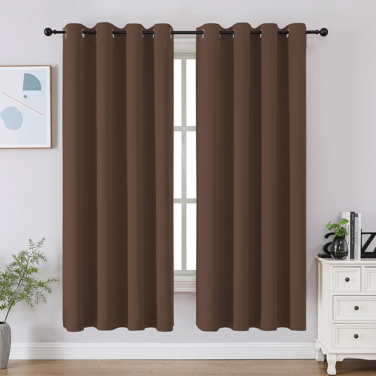 CUCRAF Black Blackout Curtains 72 Inches Long, Thermal Insulated Noise Reducing Grommet Window Drapes for Bedroom & Living Room(52x72 Inch, 2 Panels)